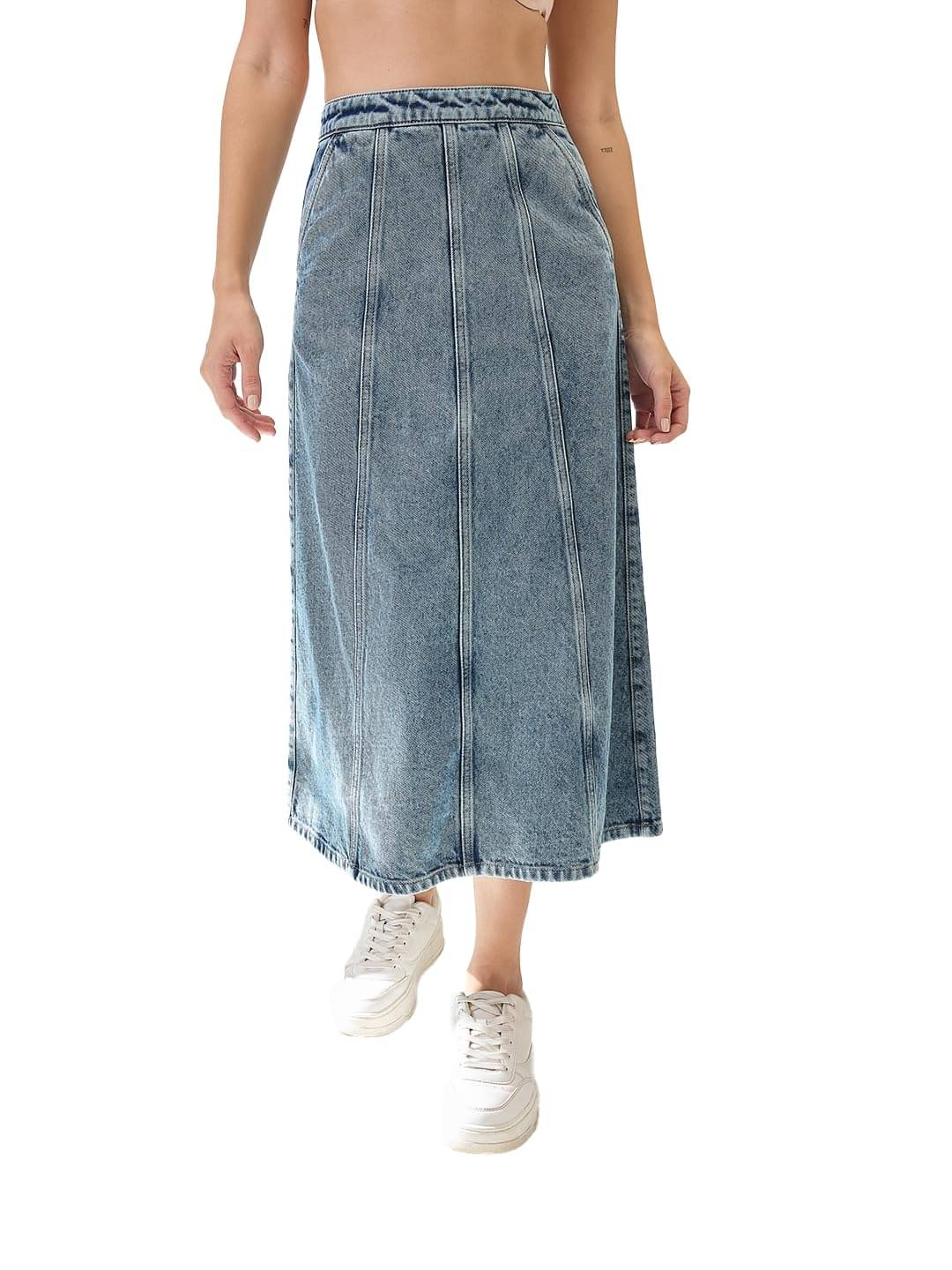     			Globus Light Blue Cotton Women's A-Line Skirt ( Pack of 1 )