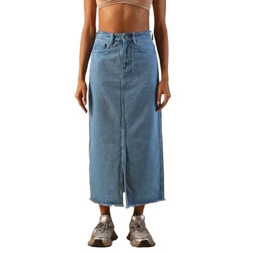     			Globus Light Blue Cotton Women's A-Line Skirt ( Pack of 1 )