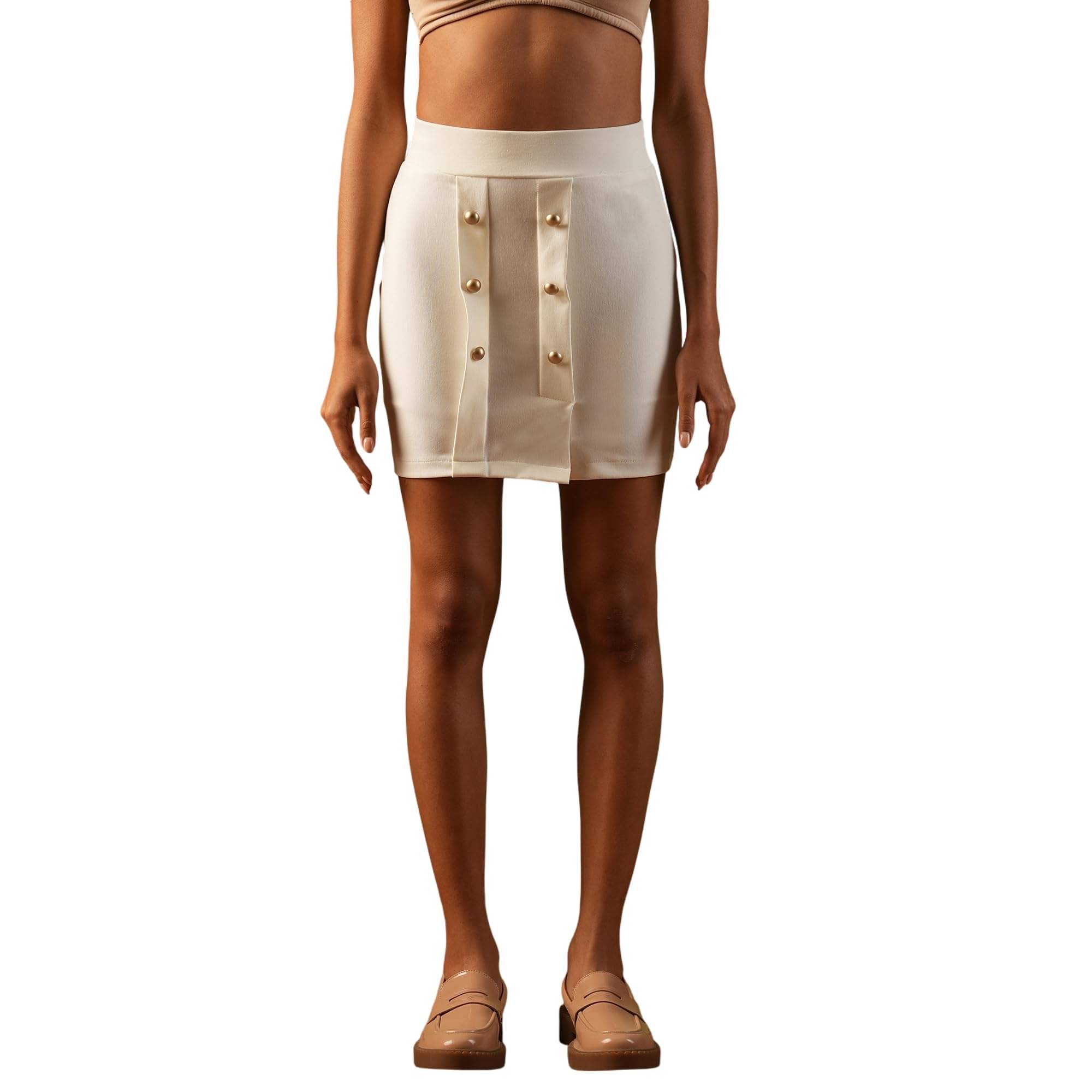 Globus Off White Polyester Women's Pencil Skirt ( Pack of 1 ) Globus Off White Polyester Women's Pencil Skirt ( Pack of 1 )