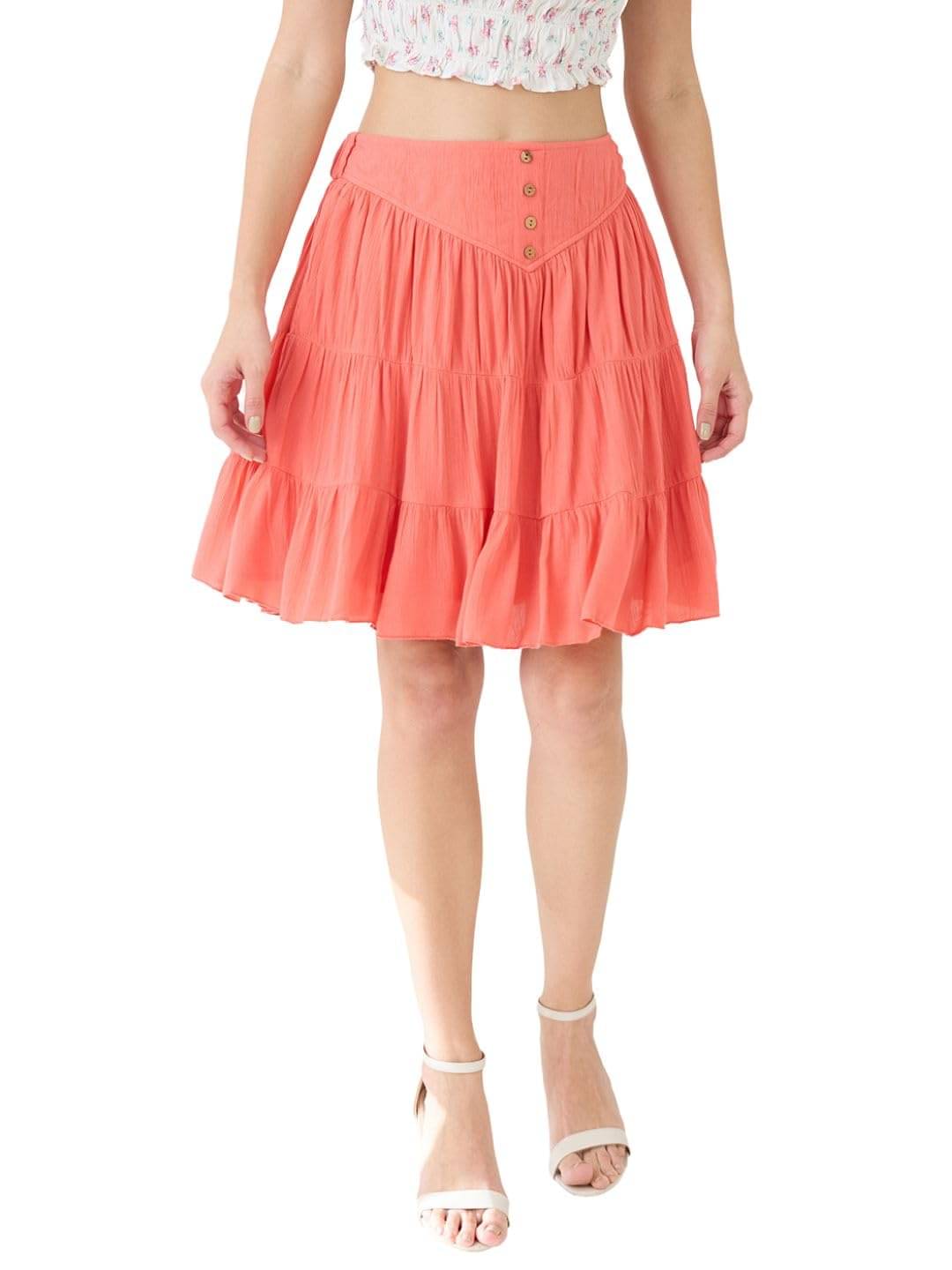     			Globus Pink Viscose Women's Flared Skirt ( Pack of 1 )