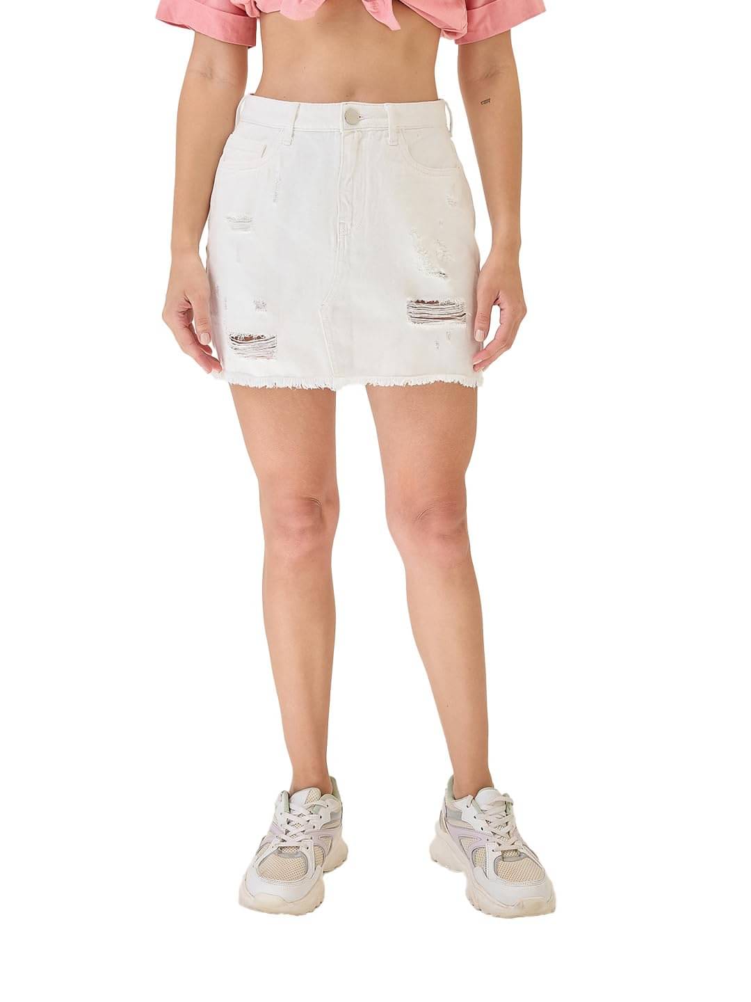 Globus White Cotton Women's Straight Skirts ( Pack of 1 )     			Globus White Cotton Women's Straight Skirts ( Pack of 1 )
