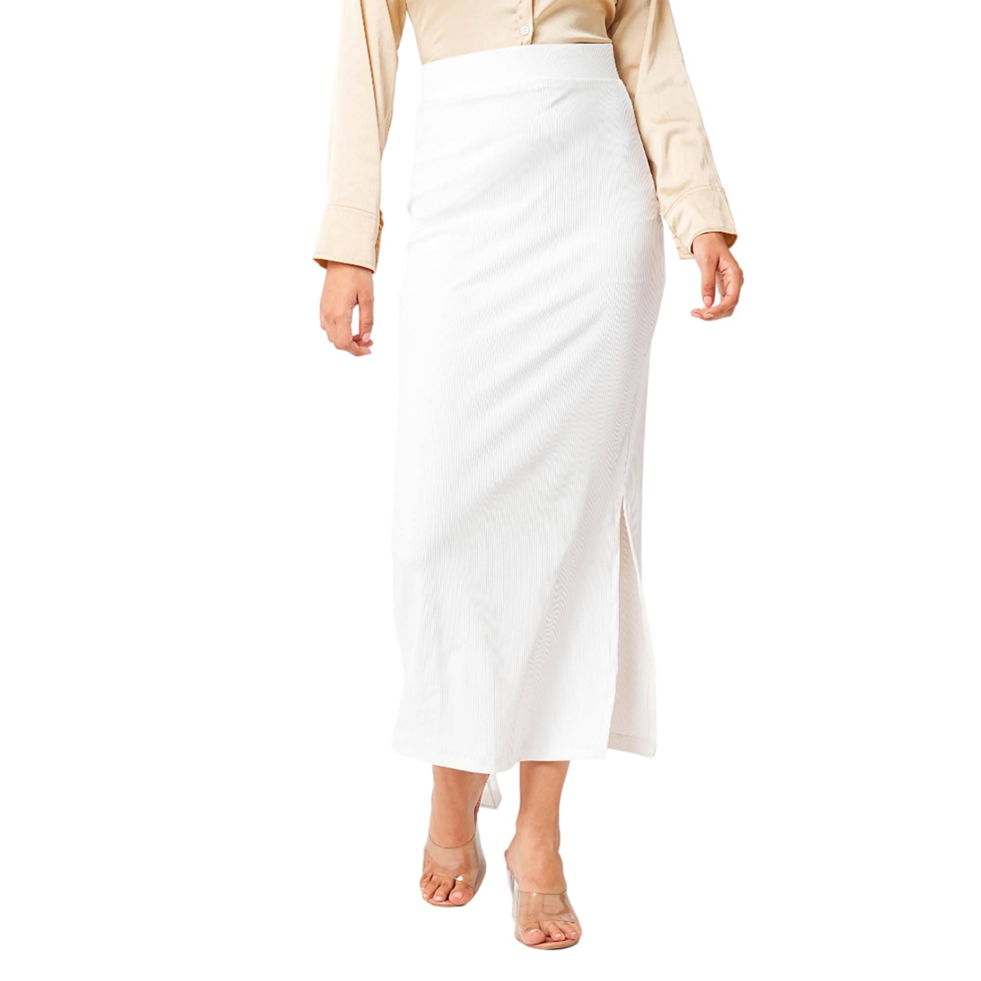 Globus White Polyester Women's Pencil Skirt ( Pack of 1 ) Globus White Polyester Women's Pencil Skirt ( Pack of 1 )