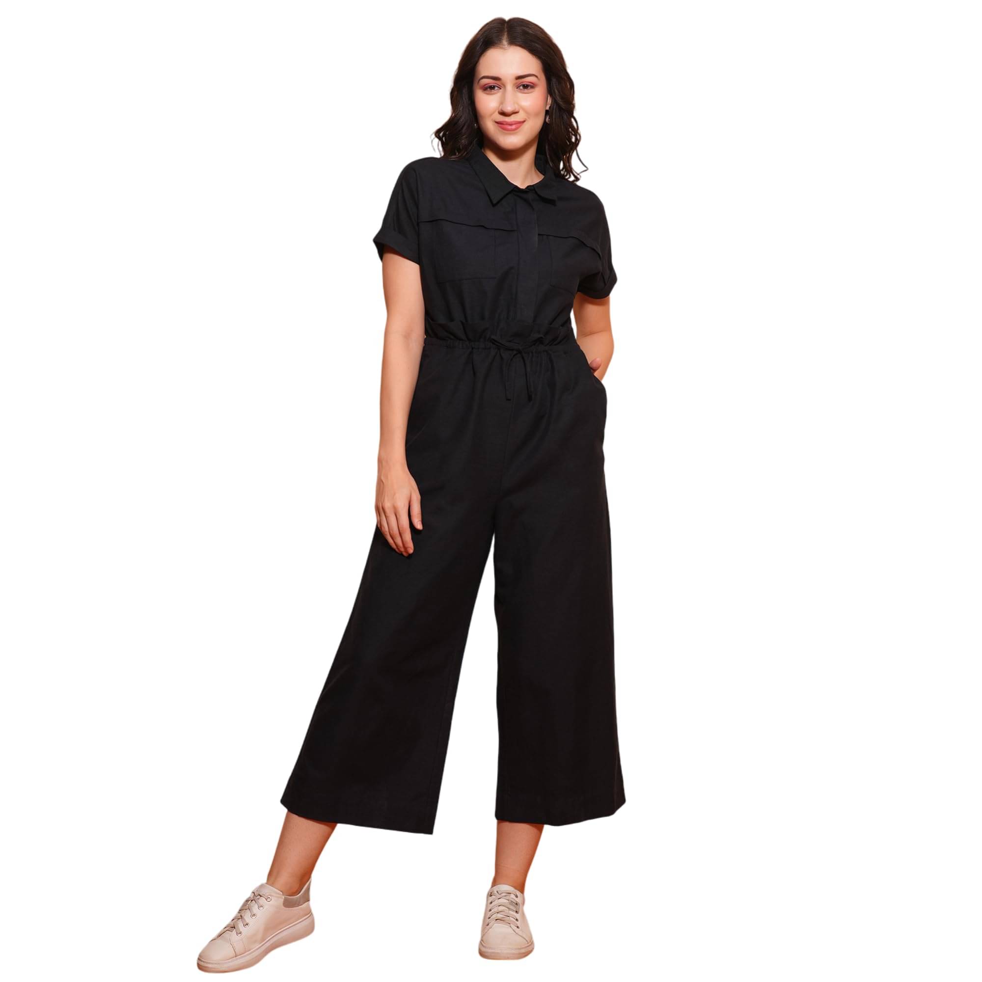     			Globus Women Cotton Blend Jumpsuit ( Black )