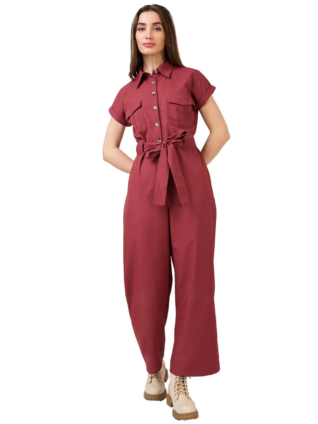     			Globus Women Polyester Jumpsuit ( Rust )