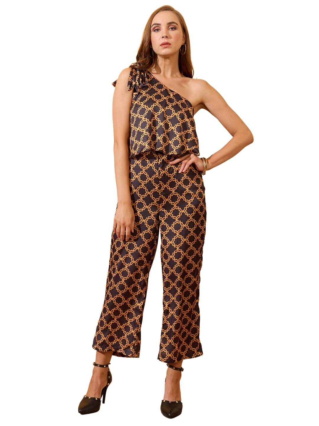     			Globus Women Satin Jumpsuit ( Black )