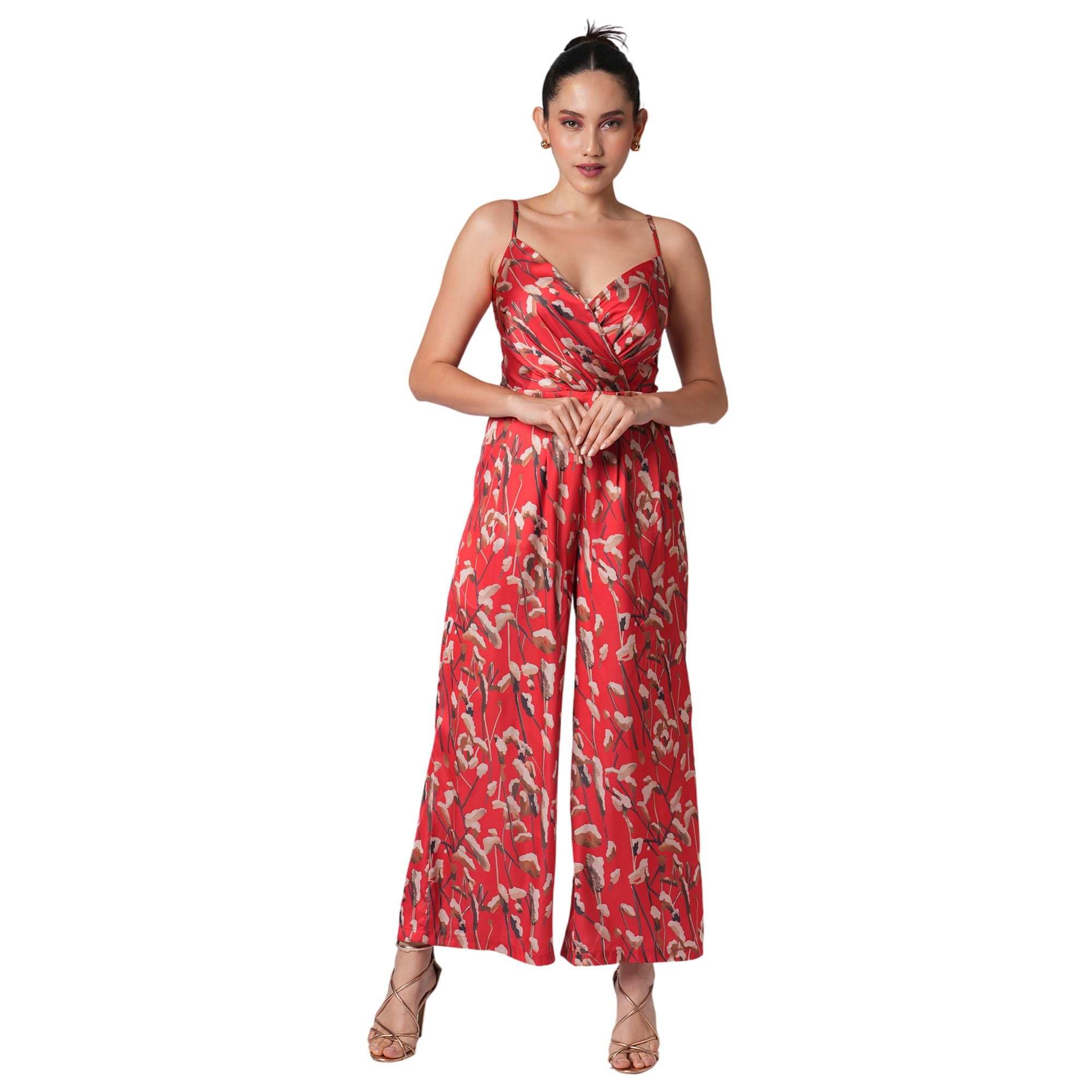     			Globus Women Satin Jumpsuit ( Red )