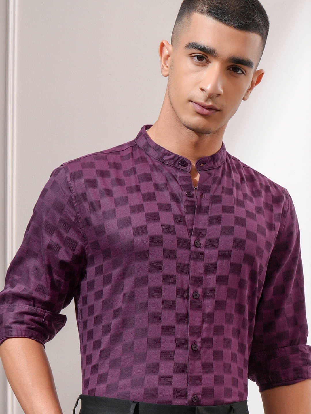     			Highlander 100% Cotton Regular Fit Checks Full Sleeves Men's Casual Shirt - Purple ( Pack of 1 )