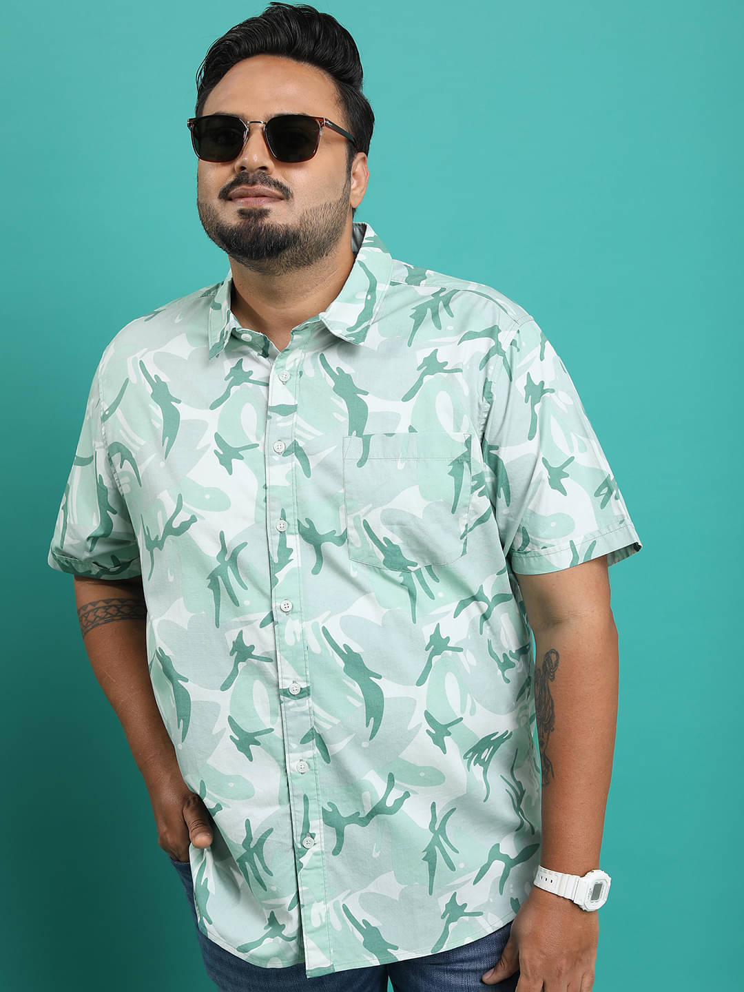 Highlander 100% Cotton Regular Fit Printed Half Sleeves Men's Casual Shirt - Green ( Pack of 1 ) Highlander 100% Cotton Regular Fit Printed Half Sleeves Men's Casual Shirt - Green ( Pack of 1 )