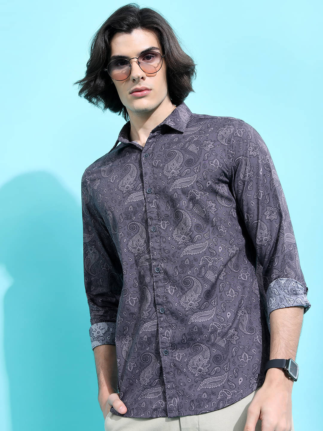 Highlander 100% Cotton Slim Fit Printed Full Sleeves Men's Casual Shirt - Grey ( Pack of 1 ) Highlander 100% Cotton Slim Fit Printed Full Sleeves Men's Casual Shirt - Grey ( Pack of 1 )