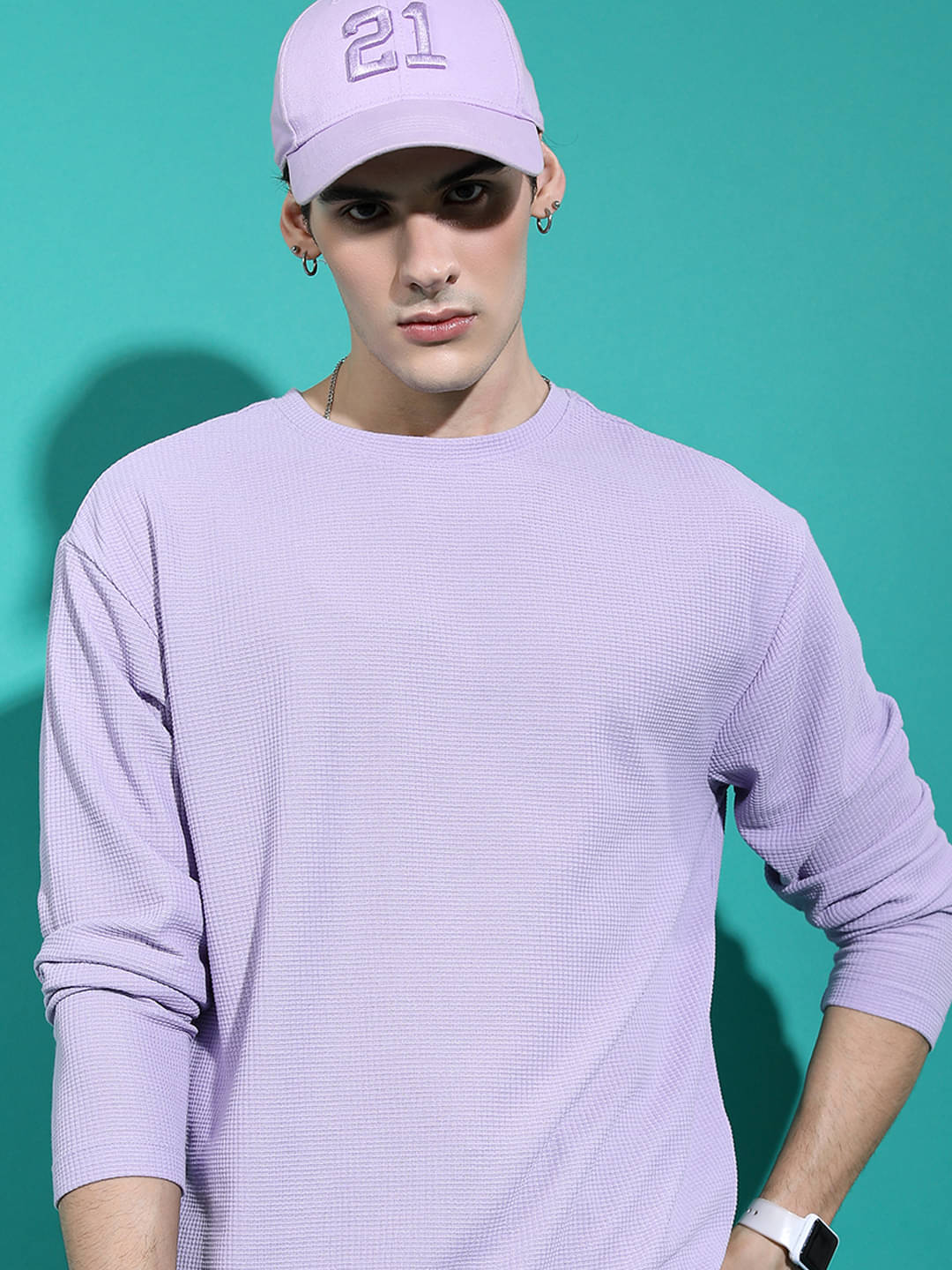 Highlander Men Polyester Oversized Fit Solid T-Shirt ( Lavender ) Highlander Men Polyester Oversized Fit Solid T-Shirt ( Lavender )