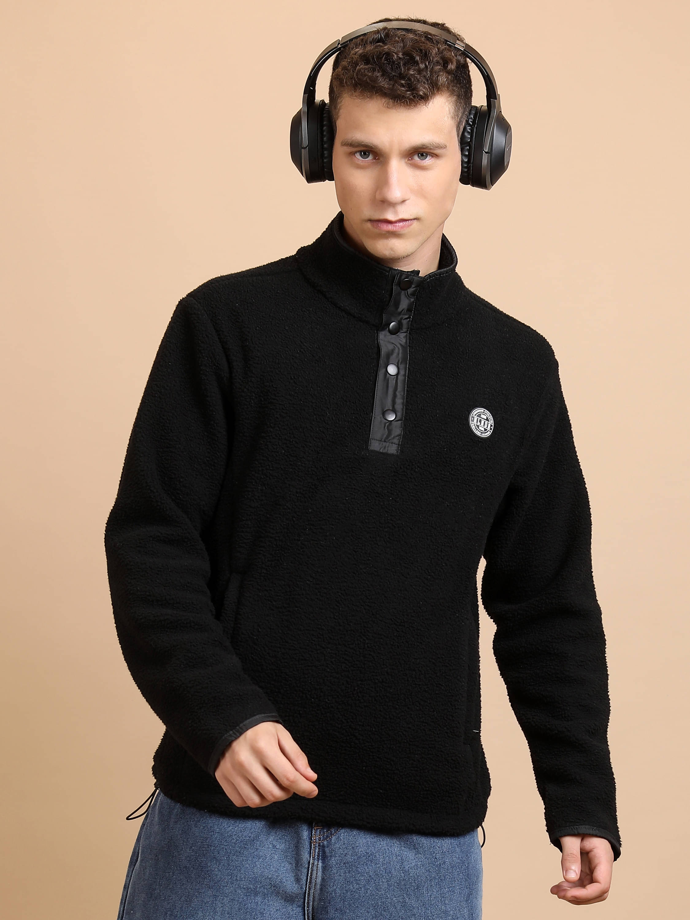    			Highlander Polyester High Neck Men's Sweatshirt - Black ( Pack of 1 )