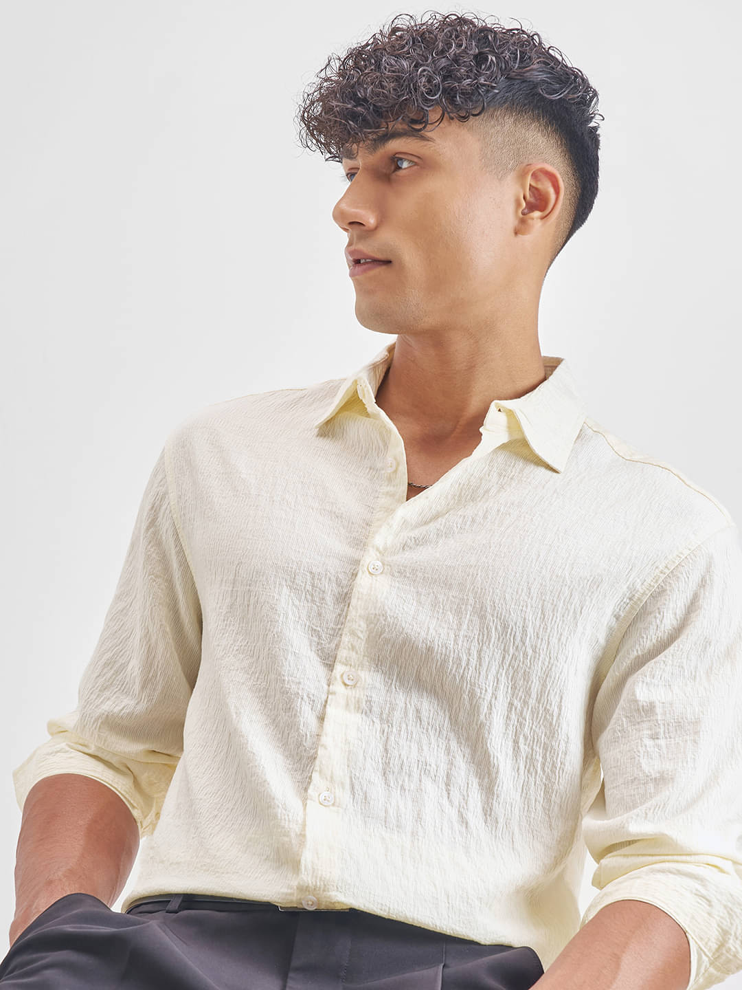     			Highlander Viscose Relaxed Fit Self Design Full Sleeves Men's Casual Shirt - Cream ( Pack of 1 )