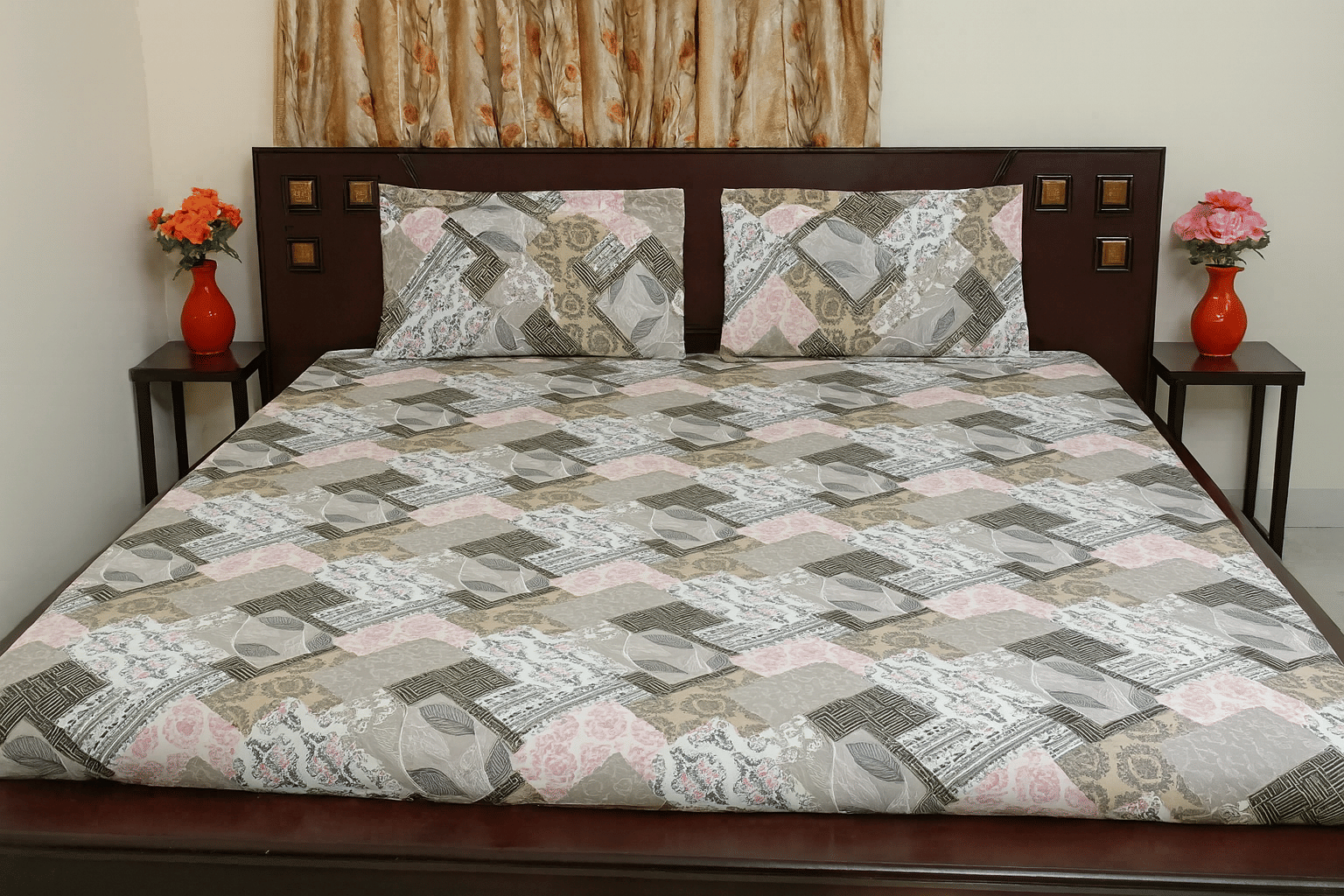     			HomeSpire Glace Cotton 1 Double Bedsheet with 2 Pillow Covers ( Dark Grey )