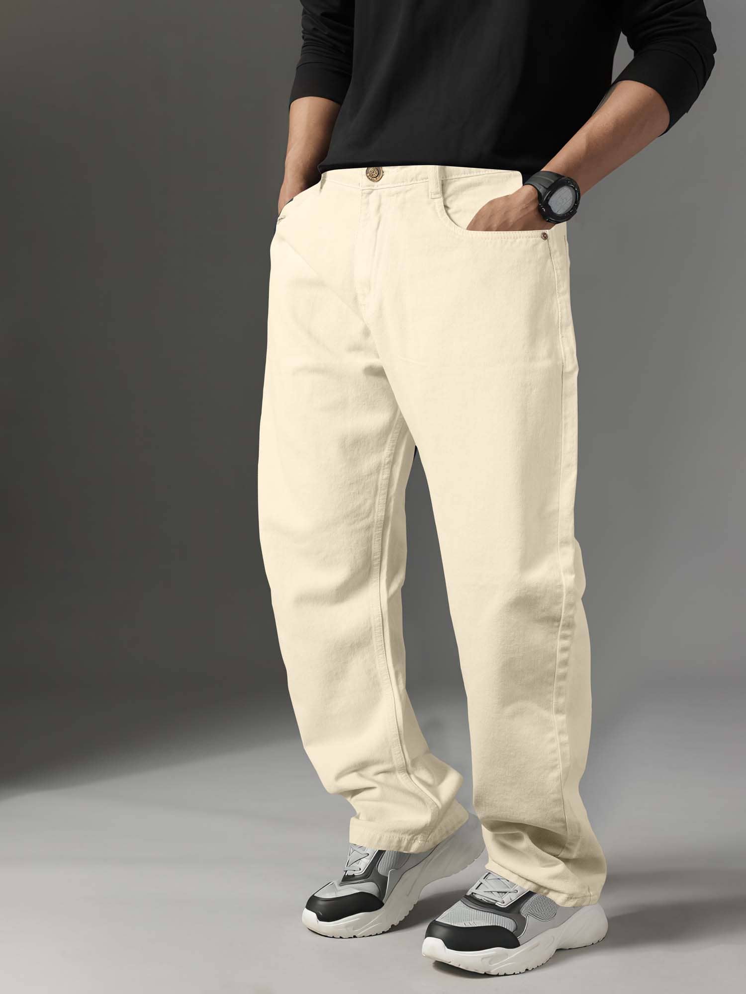 JB JUST BLACK Clean Look Men's Jeans - Cream ( Pack of 1 ) - Jeans | Buy online on ZillyBuy