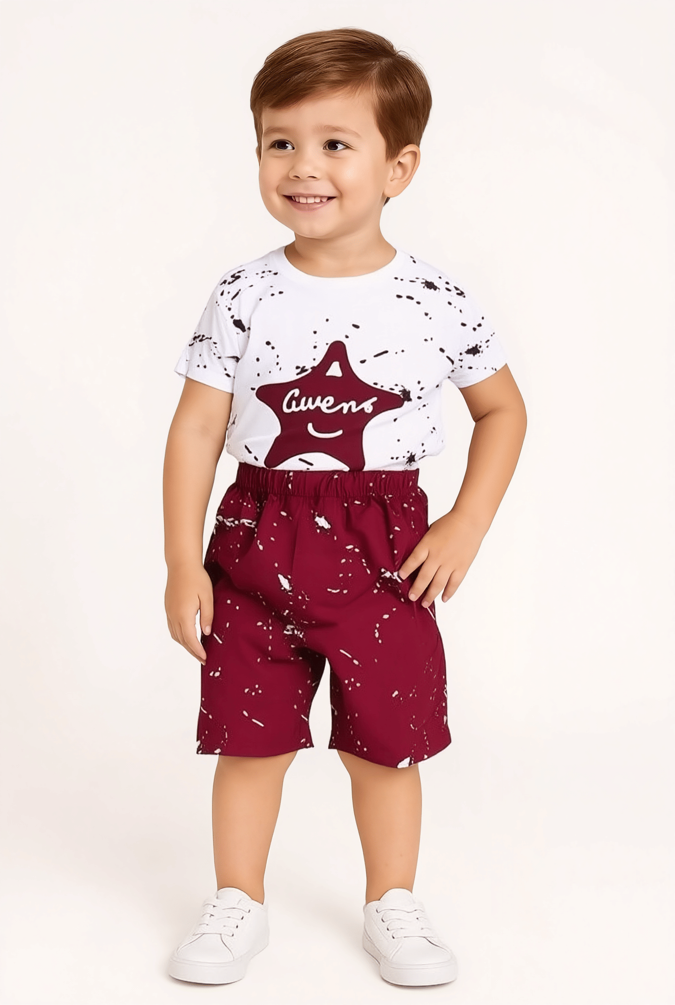 JENNY GARMENT Pack of 1 Unisex Cotton Blend T-Shirt & Shorts Set ( White )     			JENNY GARMENT Pack of 1 Unisex Cotton Blend T-Shirt & Shorts Set ( White )