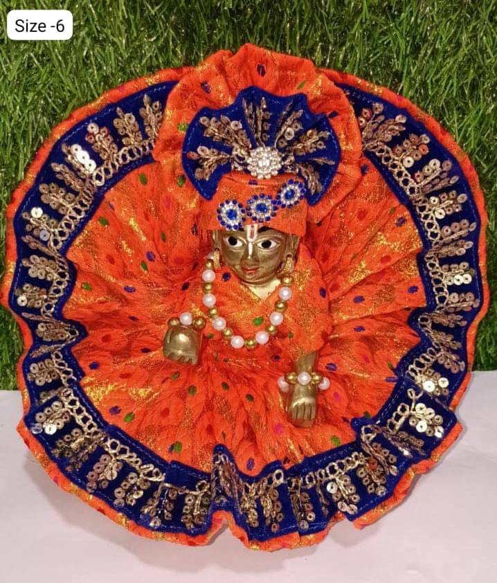     			KRISHNOVIA Laddu Gopal Orange Cotton Dress ( Pack of 1 )