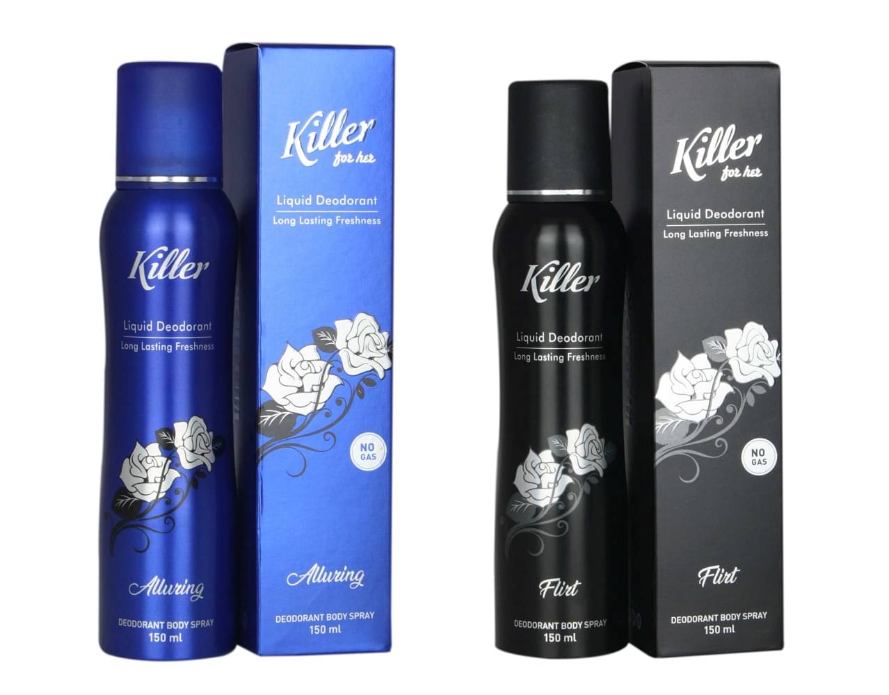     			Killer no gas only spray-combo of 2-150ml each Deodorant Spray for Women 300 ml ( Pack of 2 )