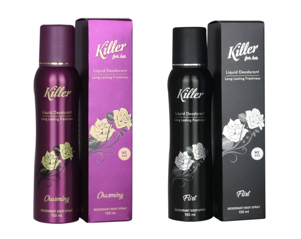     			Killer no gas only spray-combo of 2-150ml each Deodorant Spray for Women 300 ml ( Pack of 2 )
