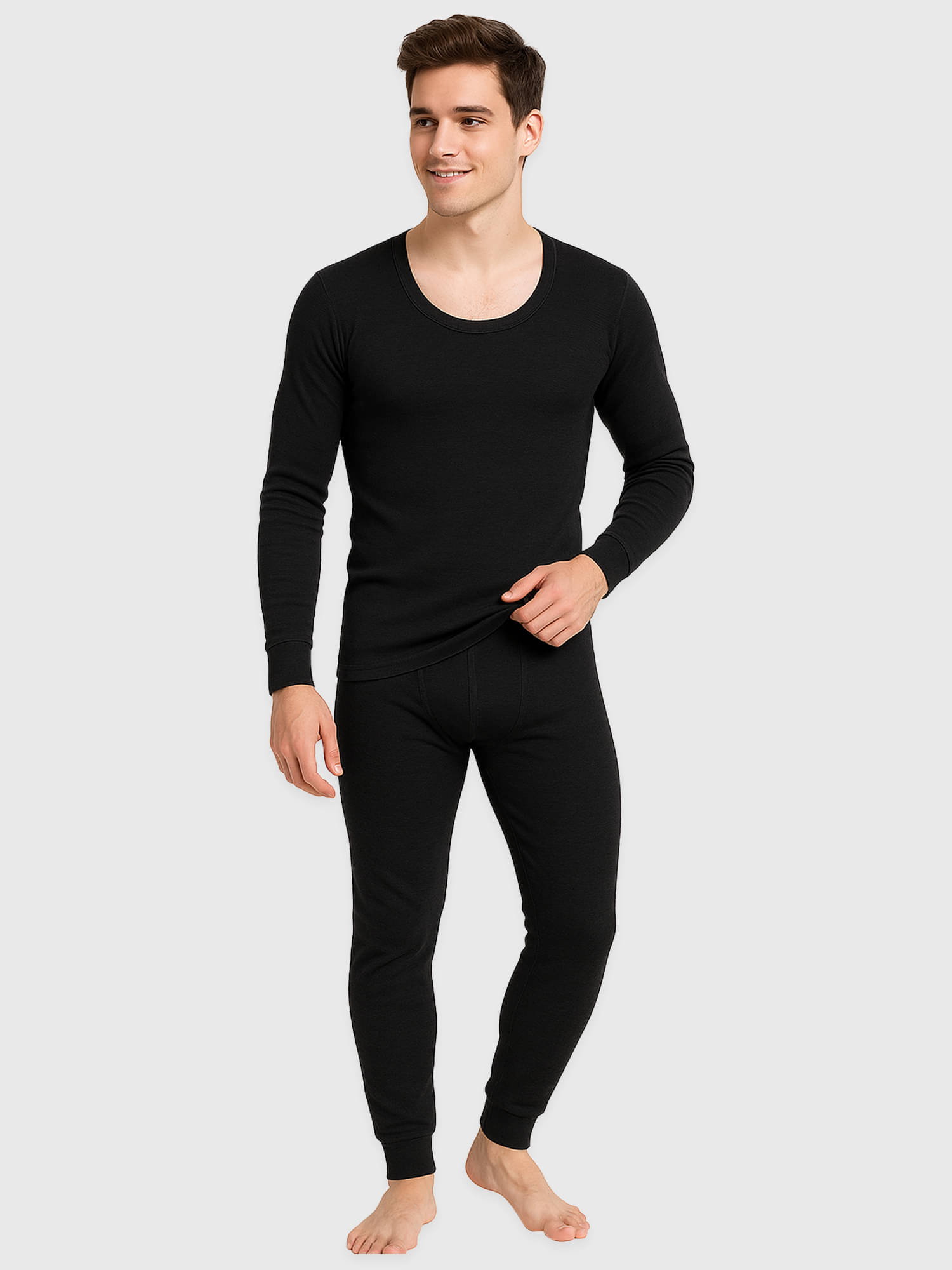 Kuchipoo Pack of 1 Cotton Blend Thermal Sets For Men's ( Black ) Kuchipoo Pack of 1 Cotton Blend Thermal Sets For Men's ( Black )