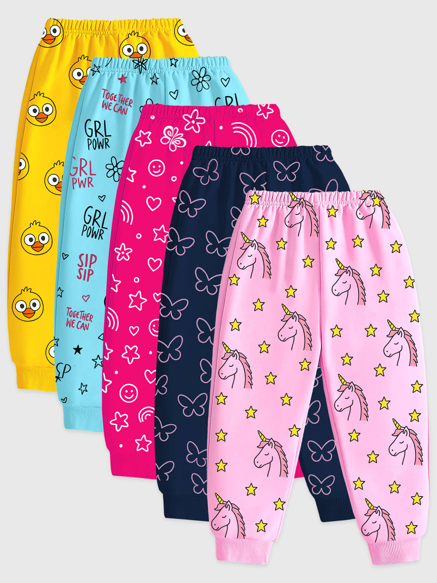 Kuchipoo Pack of 5 Girls Cotton Blend Trackpants ( Colors ) - Track Pants | Buy online on ZillyBuy