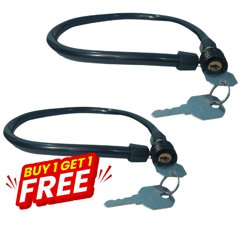     			MALAIKAH Buy 1 Get 1 Free PVC Black 22 Inch Cable Lock with Steel Wire & 2 Keys – Double Pack Anti-Theft Lock for Cycle & Bike