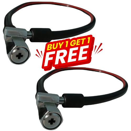     			MALAIKAH Buy 1 Get 1 Free PVC Four Side Black Cable Lock 22 Inch with Steel Wire & 2 Keys – Durable Anti-Theft Lock for Cycle & Bike