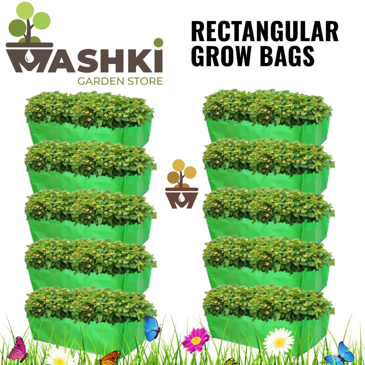     			MASHKI HDPE Rectangular 18"x12"x9", Home Gardening, Balcony Gardening Grow Bag