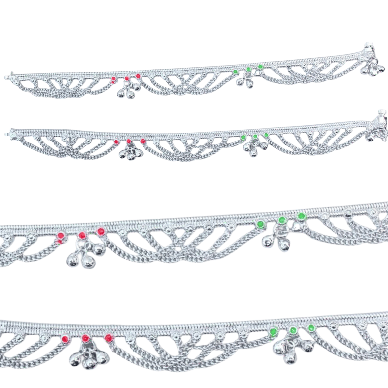 METTI MOHAN TRADERS Silver Anklets ( Pack of 2 )     			METTI MOHAN TRADERS Silver Anklets ( Pack of 2 )