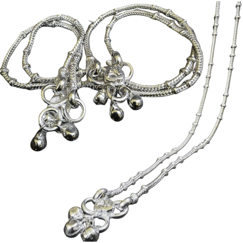     			METTI MOHAN TRADERS Silver Anklets ( Pack of 2 )