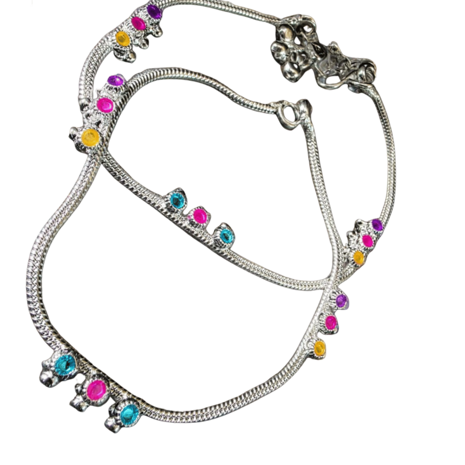 METTI MOHAN TRADERS Silver Anklets ( Pack of 2 )     			METTI MOHAN TRADERS Silver Anklets ( Pack of 2 )