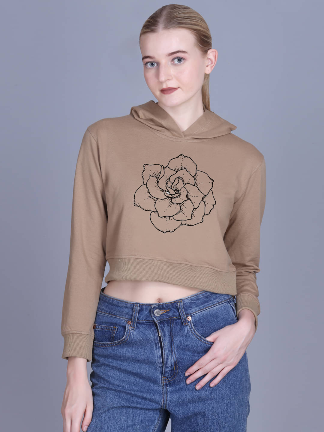     			OBAAN Women Fleece Hooded Sweatshirt ( Khaki )