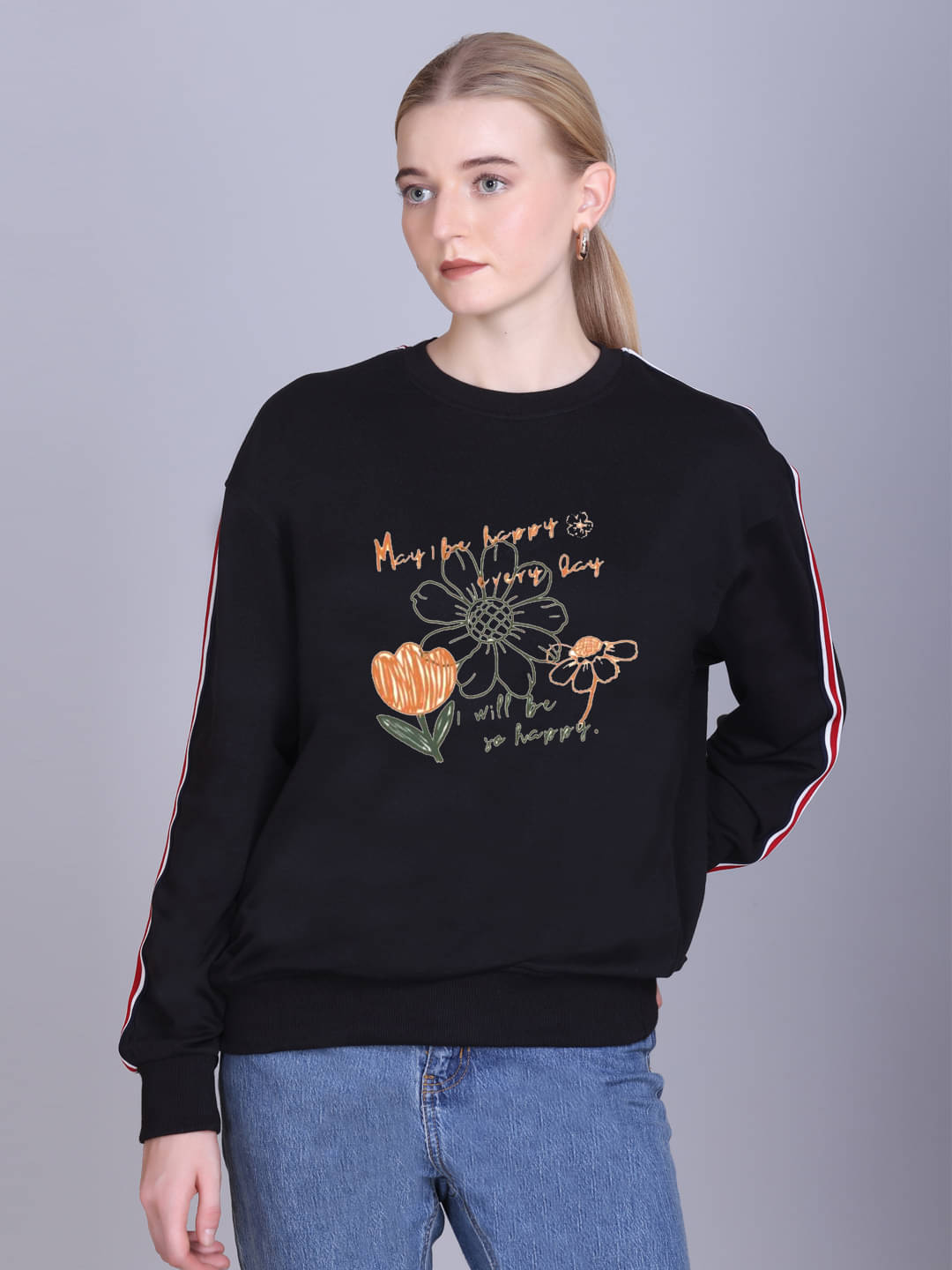     			OBAAN Women Fleece Round Neck Sweatshirt ( Multicolor 1 )