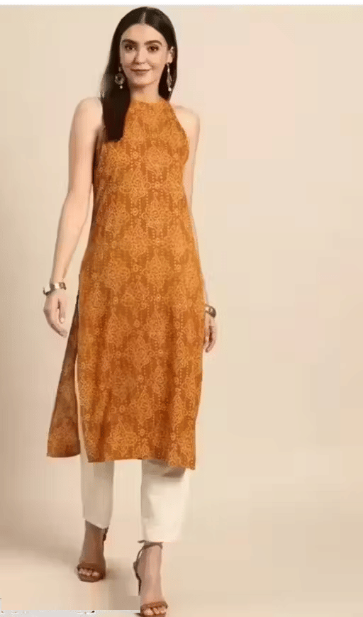     			PITAMBARA CREATION Women Rayon Printed Straight Kurti ( Yellow )