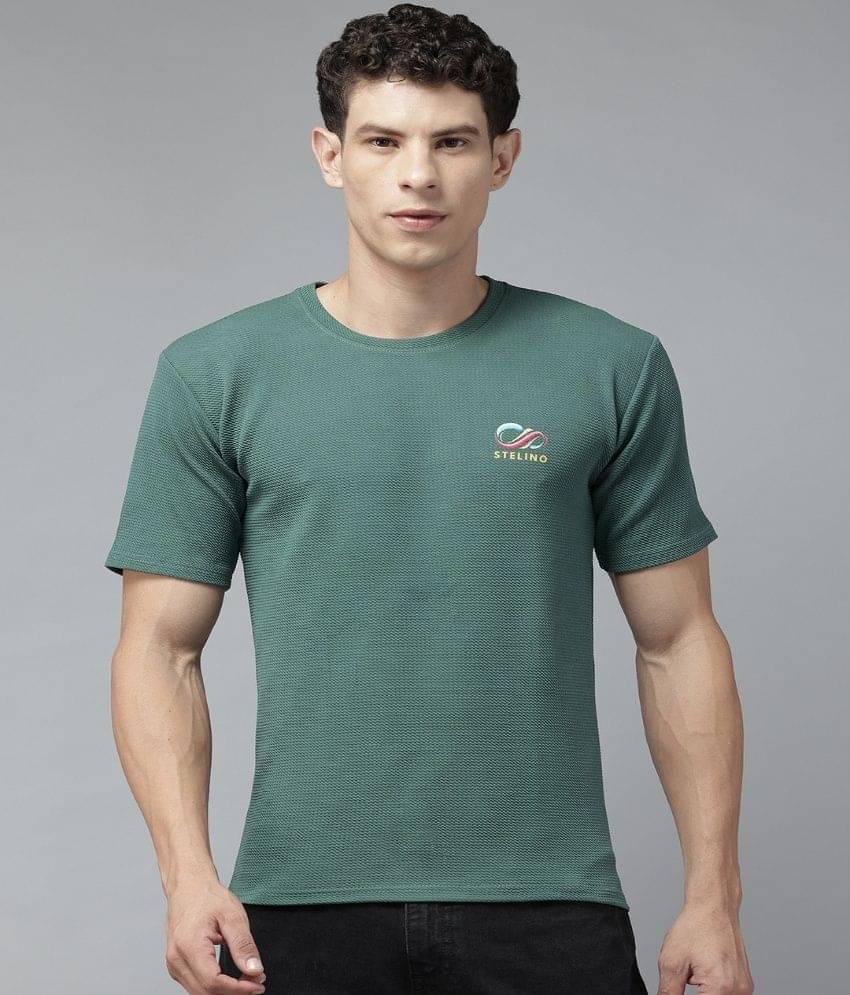 Stelino Men Cotton Blend Regular Fit Self Design T-Shirt ( Grey ) Stelino Men Cotton Blend Regular Fit Self Design T-Shirt ( Grey )