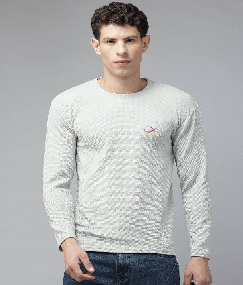 Stelino Men Cotton Blend Regular Fit Self Design T-Shirt ( Grey ) Stelino Men Cotton Blend Regular Fit Self Design T-Shirt ( Grey )
