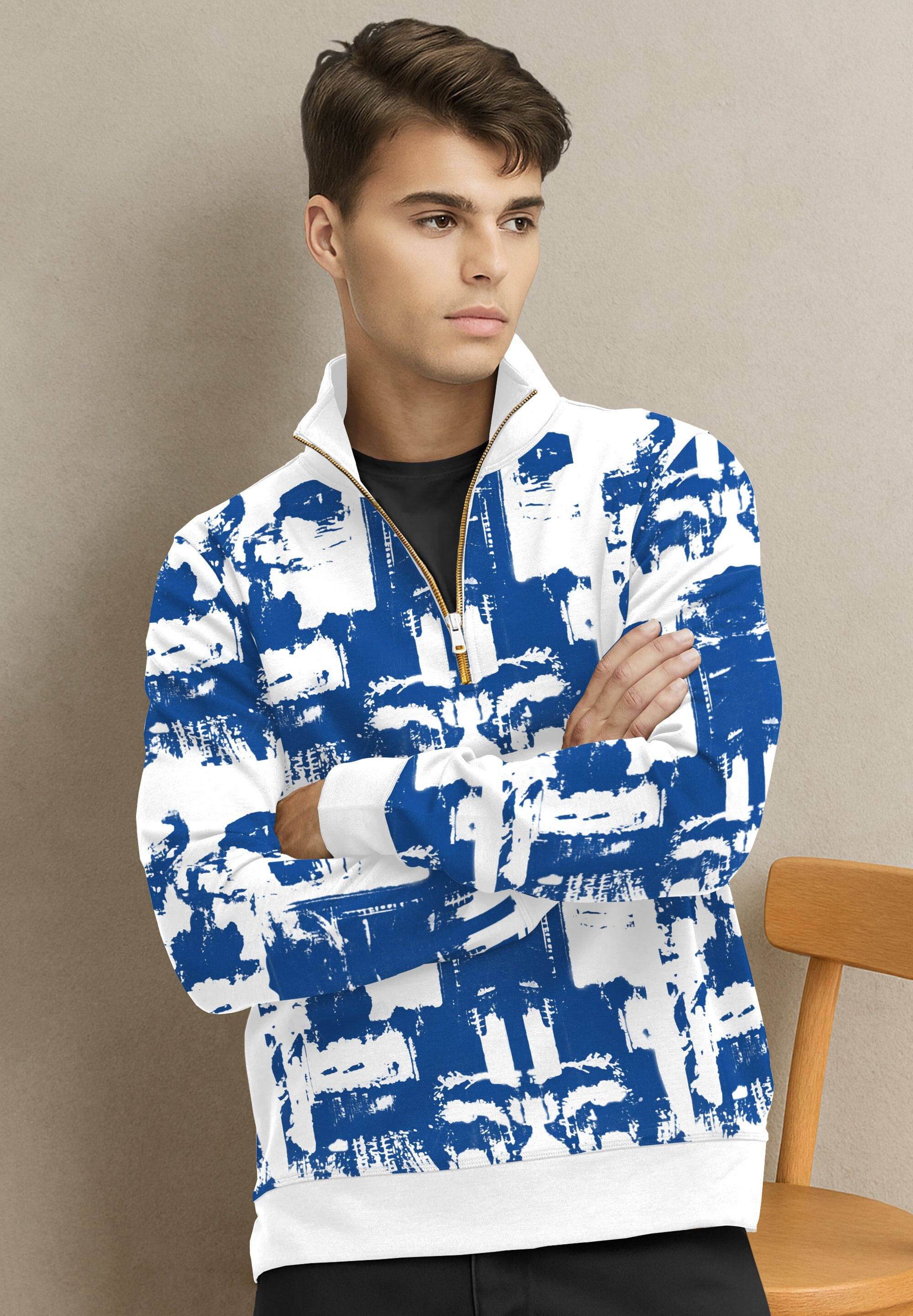 Tripr Cotton Blend High Neck Men's Sweatshirt - White ( Pack of 1 ) Tripr Cotton Blend High Neck Men's Sweatshirt - White ( Pack of 1 )