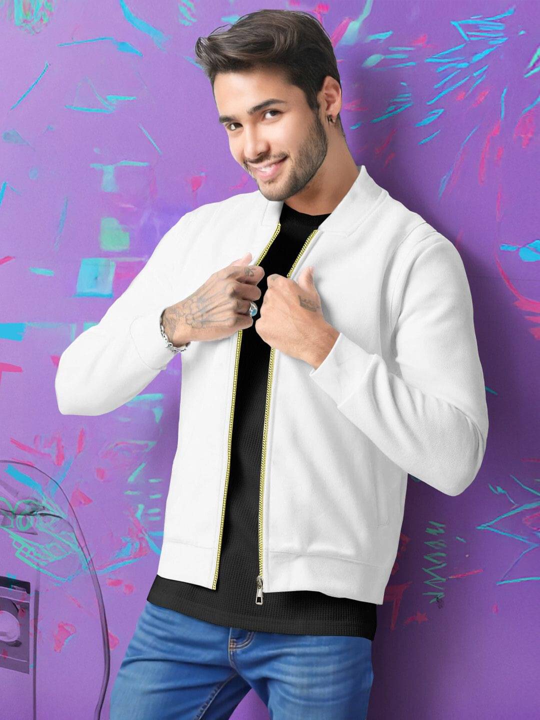    			Tripr Cotton Blend Men's Casual Jacket - White ( Pack of 1 )
