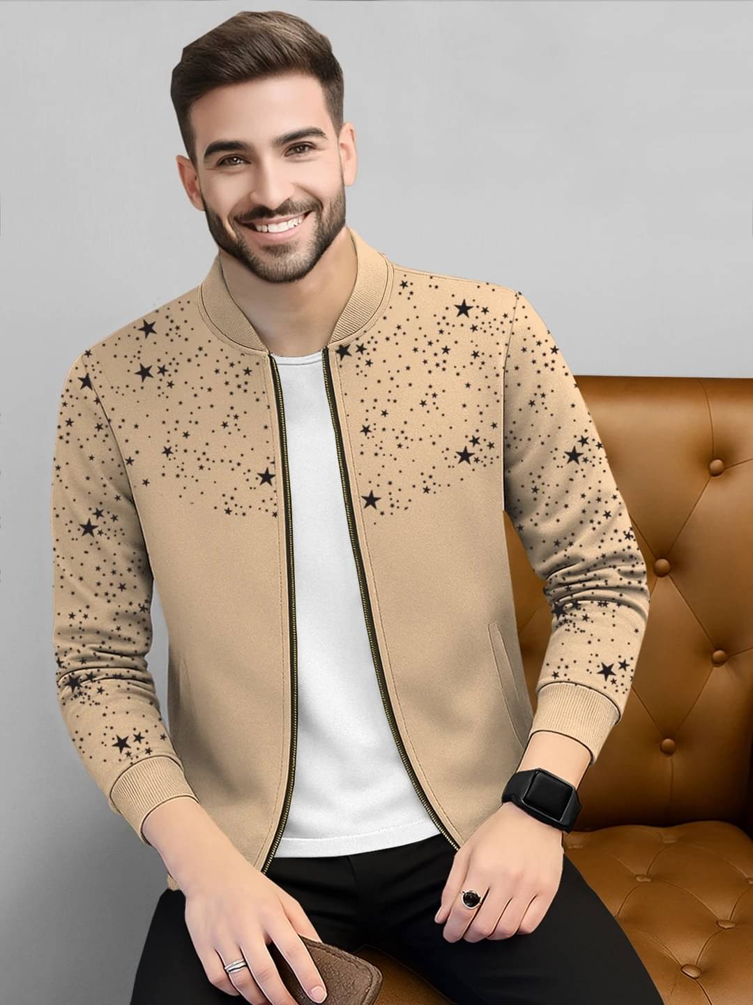     			Tripr Cotton Blend Men's Casual Jacket - Beige ( Pack of 1 )