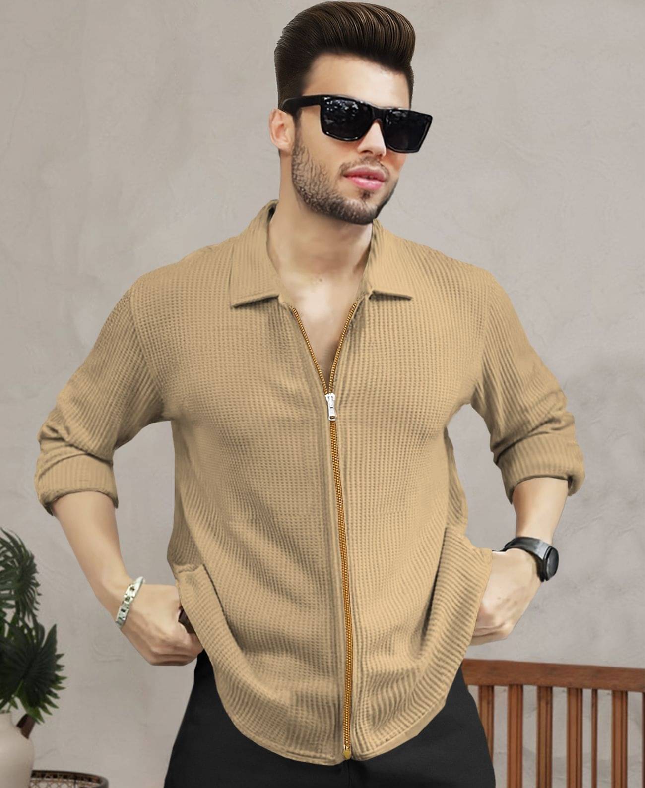 Tripr Cotton Blend Men's Casual Jacket - Beige ( Pack of 1 ) Tripr Cotton Blend Men's Casual Jacket - Beige ( Pack of 1 )