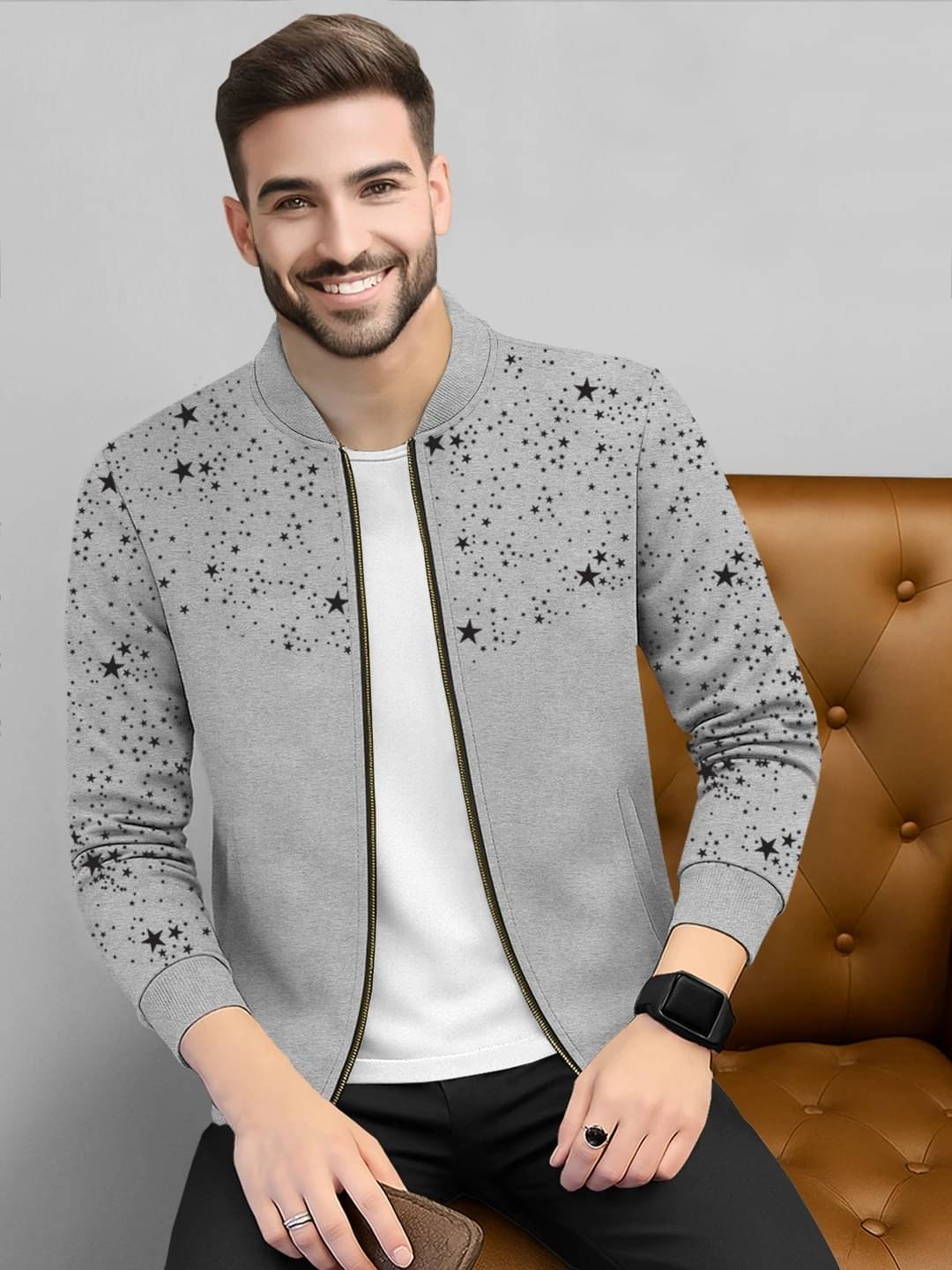     			Tripr Cotton Blend Men's Casual Jacket - Grey ( Pack of 1 )