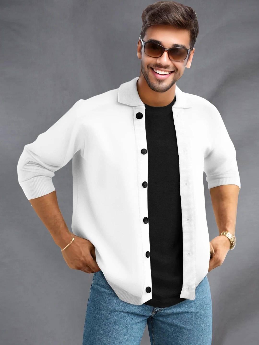     			Tripr Cotton Blend Men's Casual Jacket - White ( Pack of 1 )