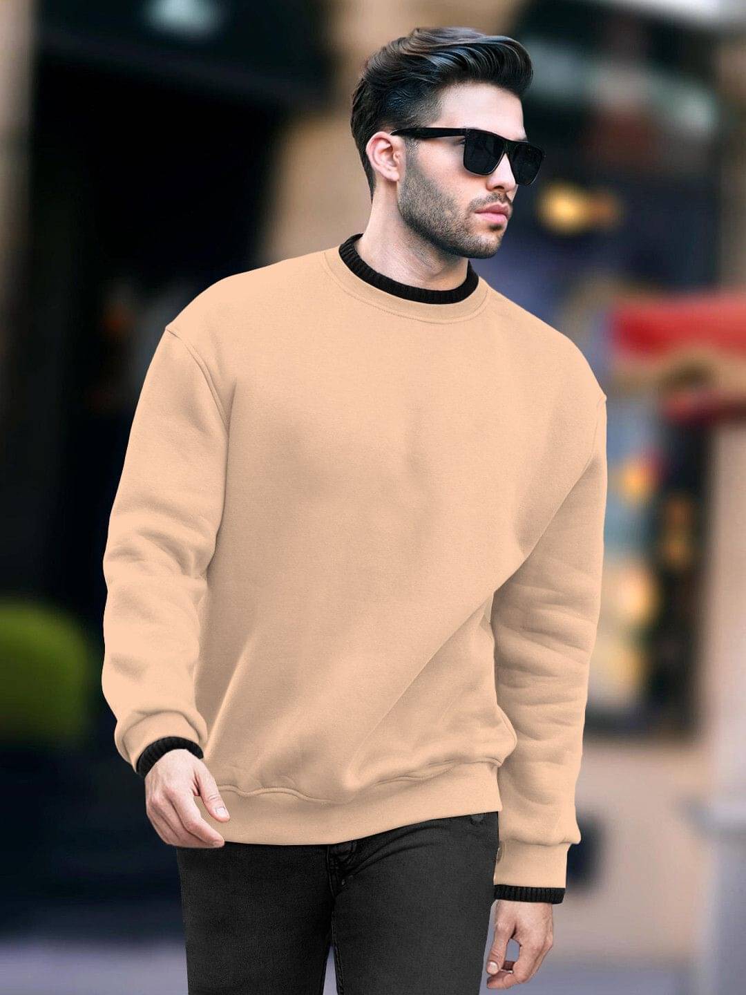 Tripr Cotton Blend Round Neck Men's Sweatshirt - Beige ( Pack of 1 ) Tripr Cotton Blend Round Neck Men's Sweatshirt - Beige ( Pack of 1 )