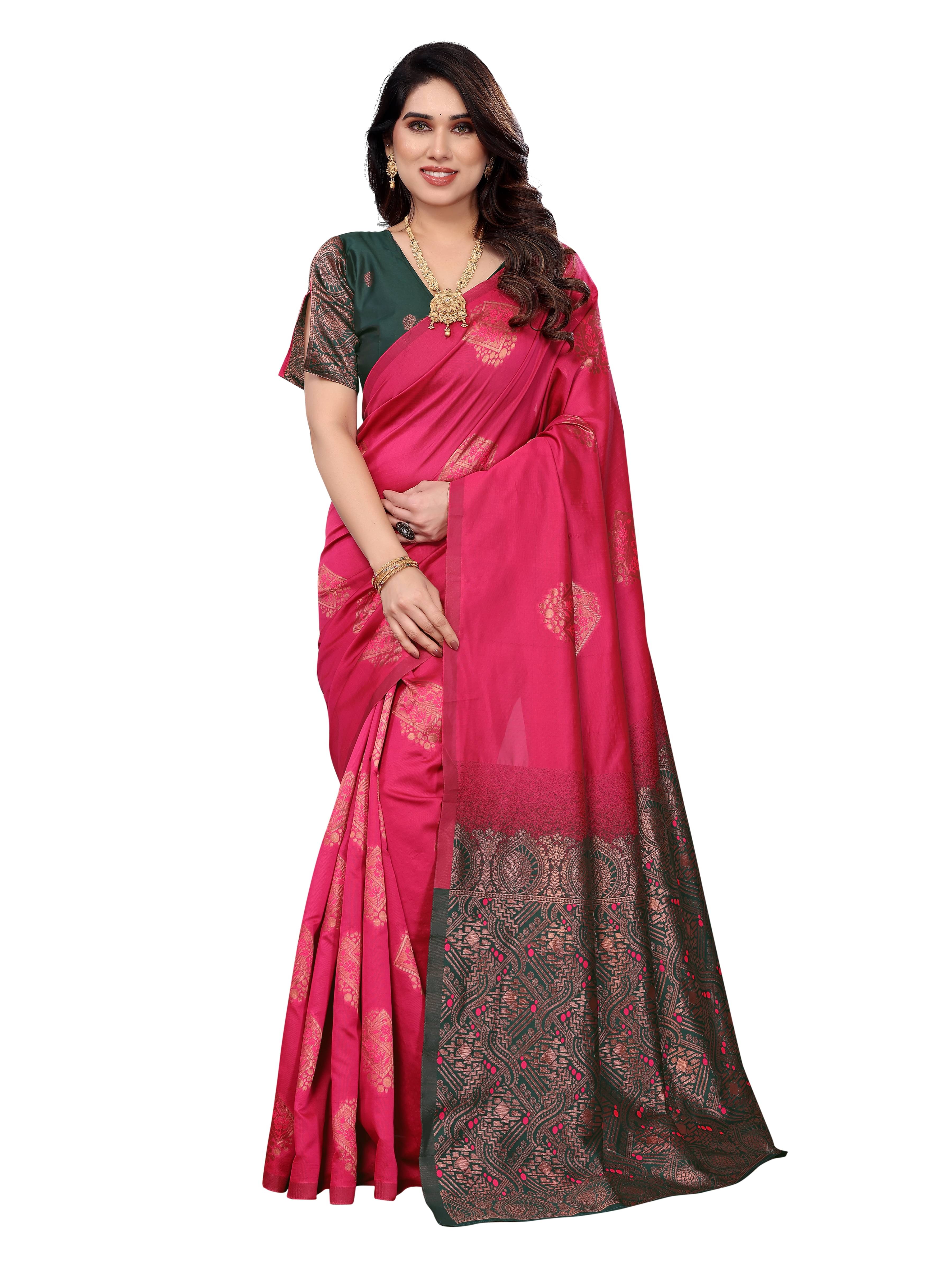VEDANT VASTRAM Art Silk Woven Design Regular Saree With Unstitched Blouse Piece ( Pink ) VEDANT VASTRAM Art Silk Woven Design Regular Saree With Unstitched Blouse Piece ( Pink )