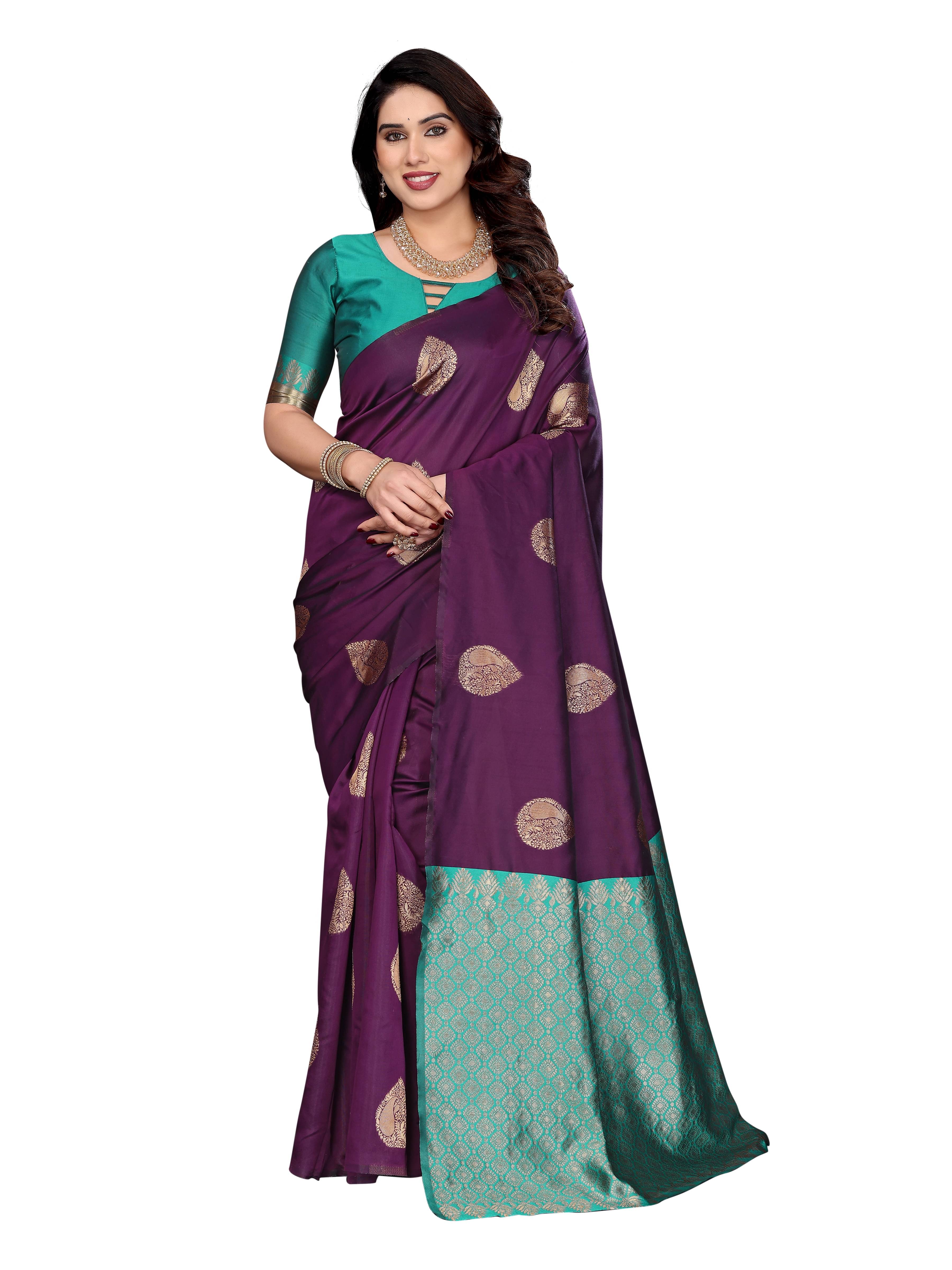     			VEDANT VASTRAM Art Silk Woven Design Regular Saree With Unstitched Blouse Piece ( Wine )