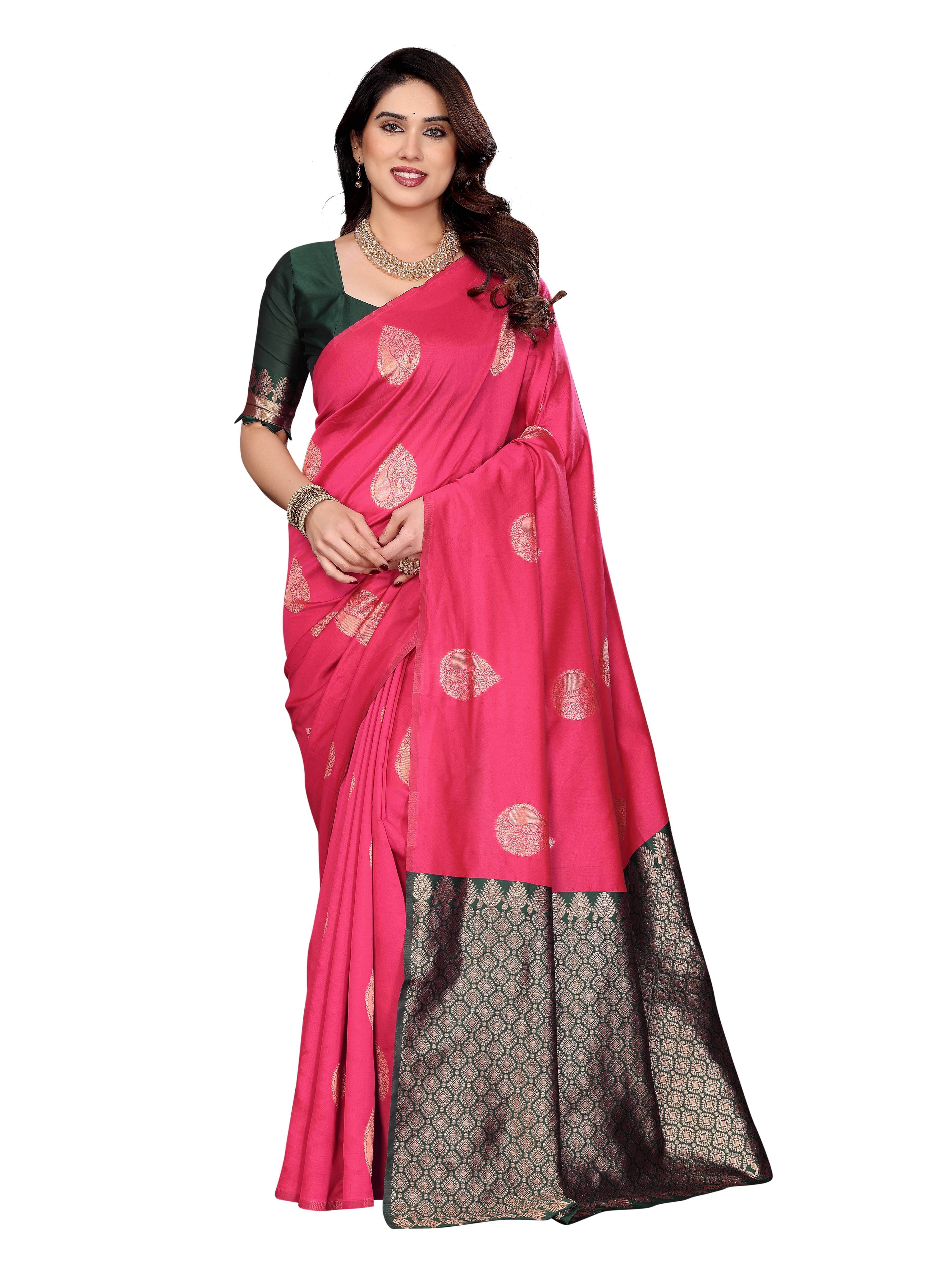 VEDANT VASTRAM Art Silk Woven Design Regular Saree With Unstitched Blouse Piece ( Pink ) VEDANT VASTRAM Art Silk Woven Design Regular Saree With Unstitched Blouse Piece ( Pink )
