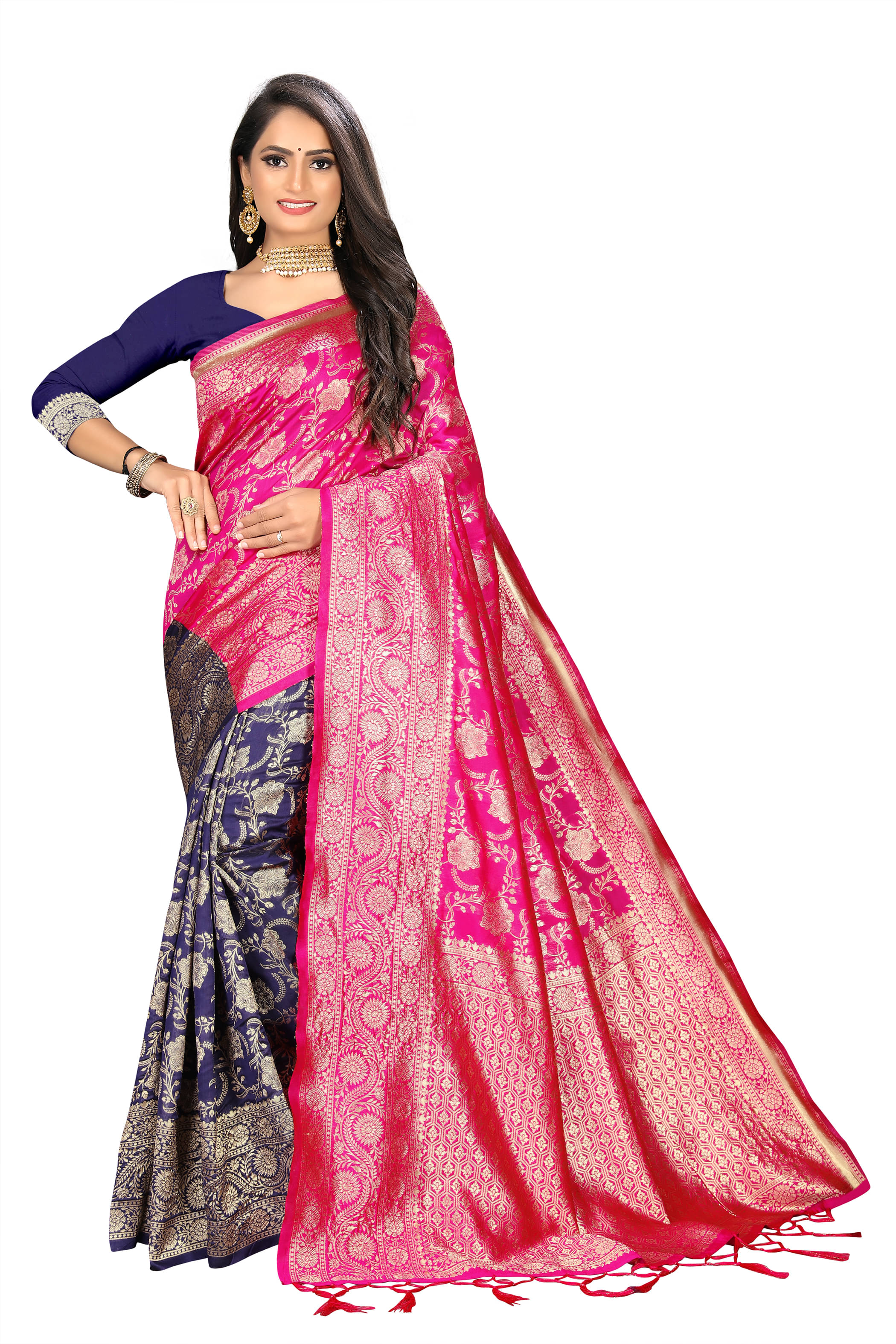 VEDANT VASTRAM Art Silk Woven Design Regular Saree With Unstitched Blouse Piece ( Pink )     			VEDANT VASTRAM Art Silk Woven Design Regular Saree With Unstitched Blouse Piece ( Pink )