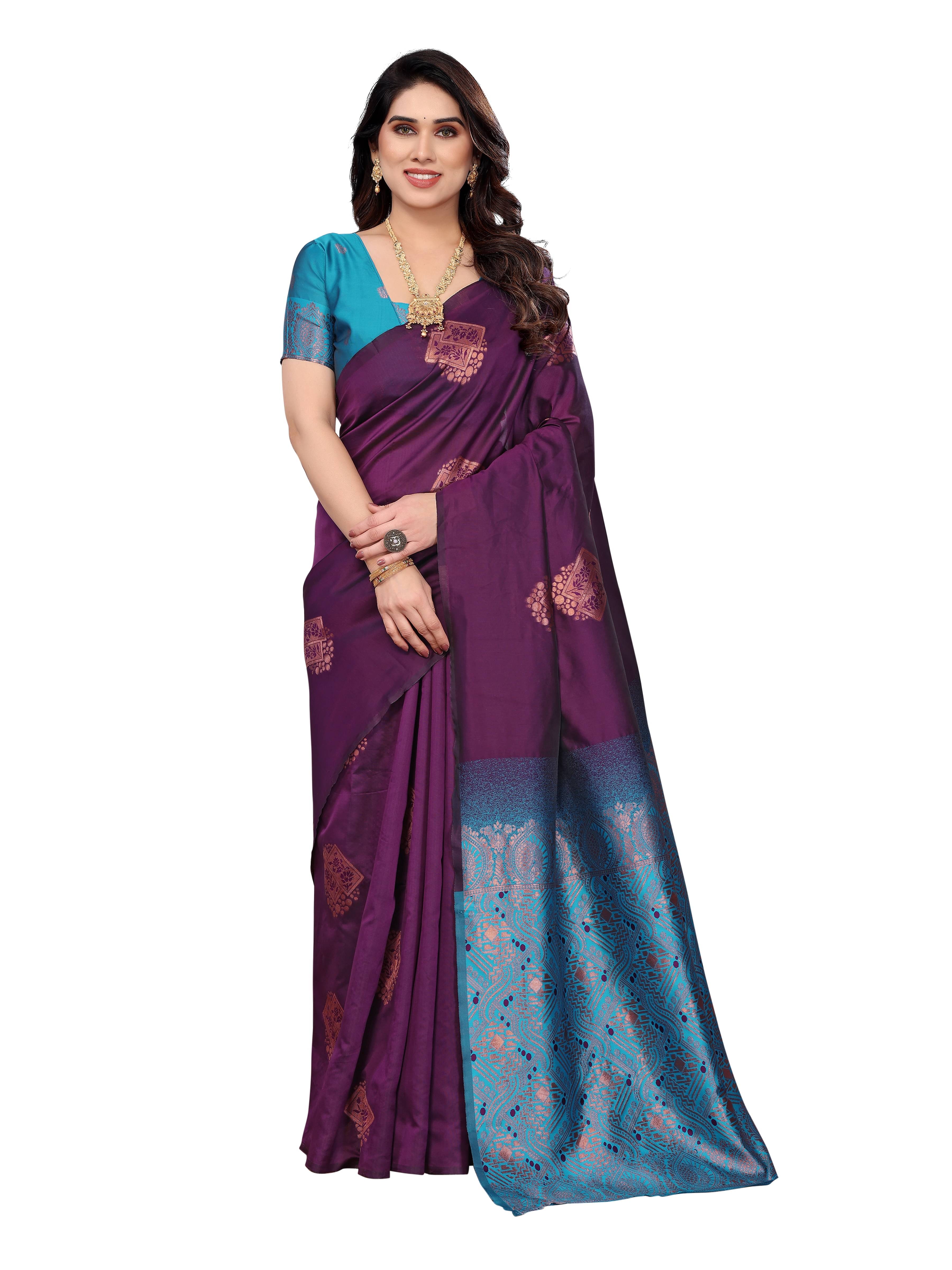     			VEDANT VASTRAM Art Silk Woven Design Regular Saree With Unstitched Blouse Piece ( Wine )