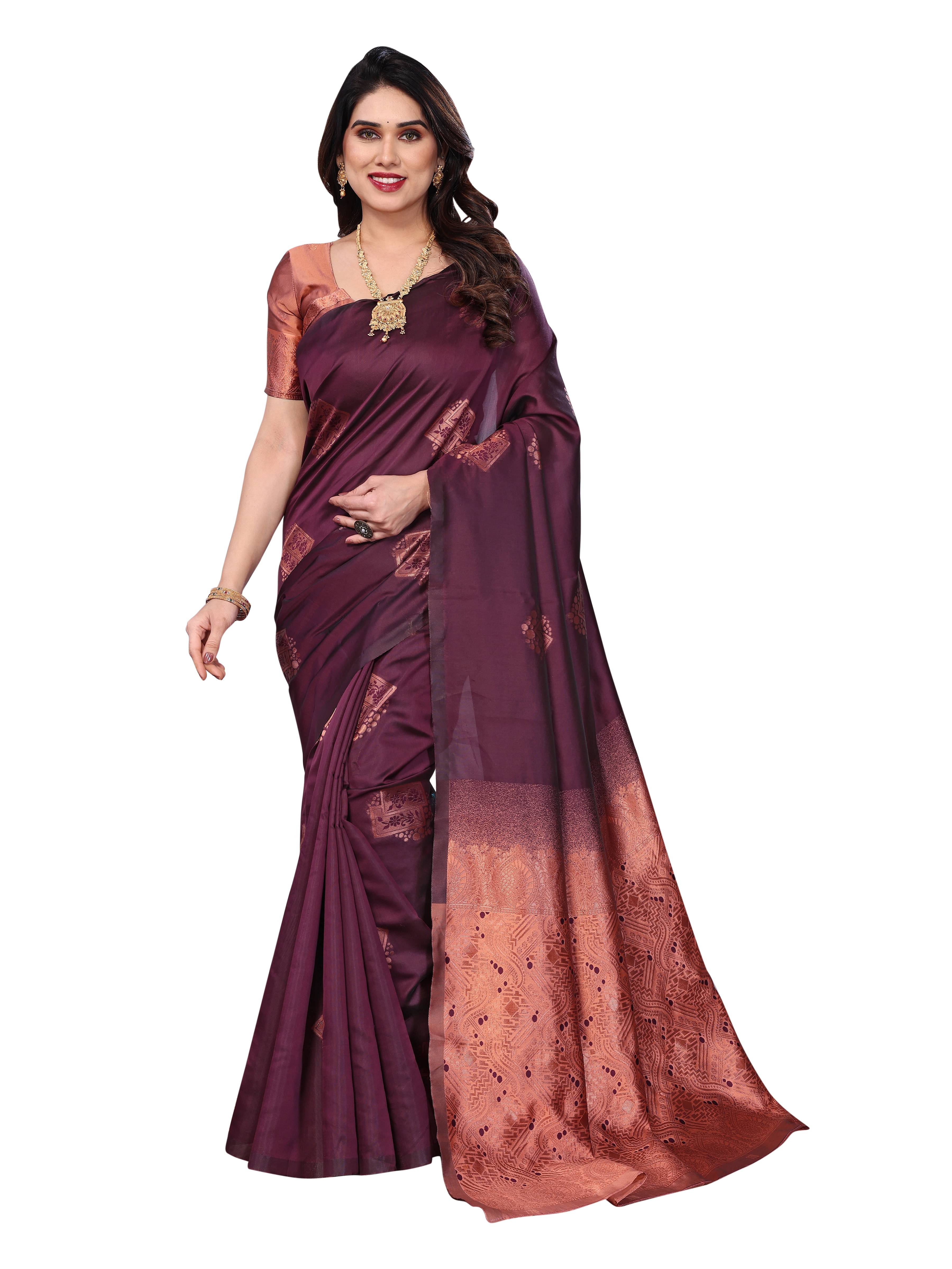     			VEDANT VASTRAM Art Silk Woven Design Regular Saree With Unstitched Blouse Piece ( Maroon )