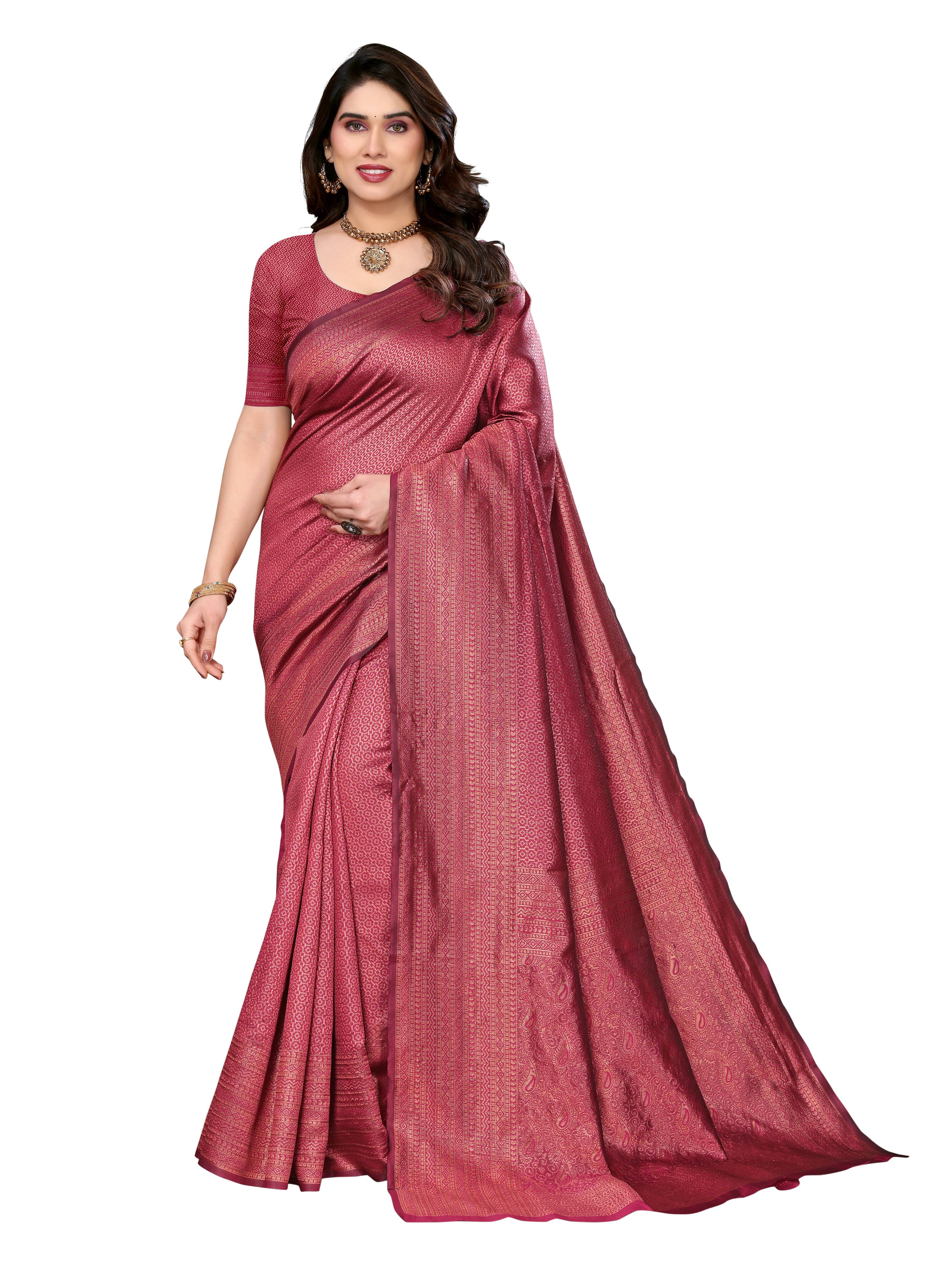    			VEDANT VASTRAM Art Silk Woven Design Regular Saree With Unstitched Blouse Piece ( Maroon )