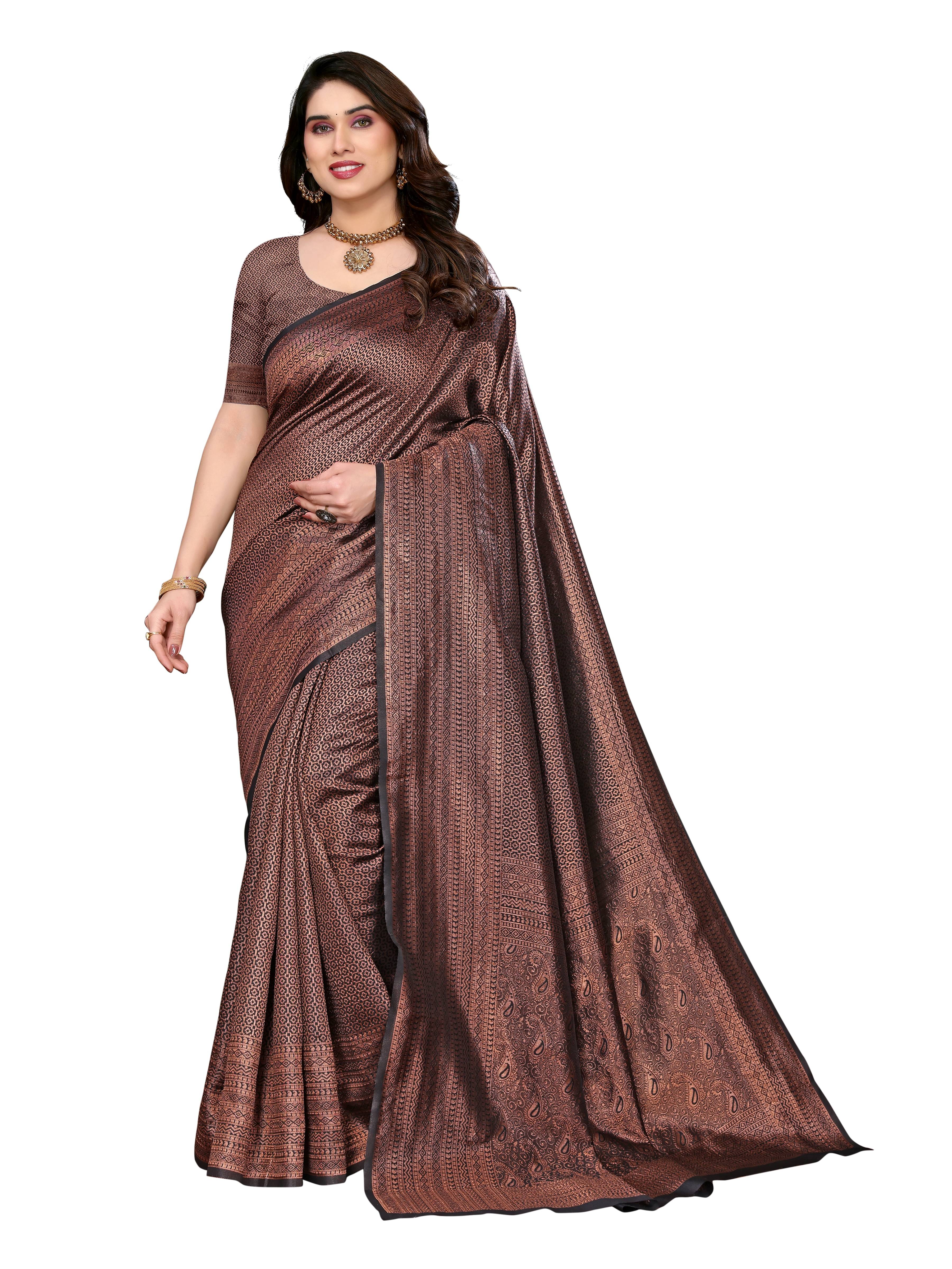 VEDANT VASTRAM Art Silk Woven Design Regular Saree With Unstitched Blouse Piece ( Black ) VEDANT VASTRAM Art Silk Woven Design Regular Saree With Unstitched Blouse Piece ( Black )
